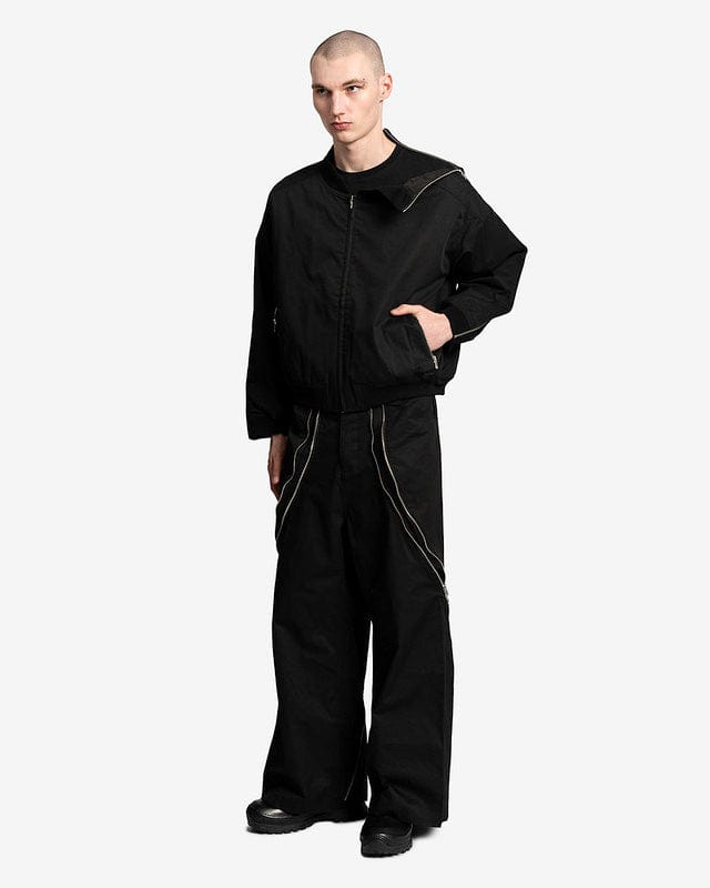 FFFPOSTALSERVICE Men's Pants 3-Way Zip Trousers in Black