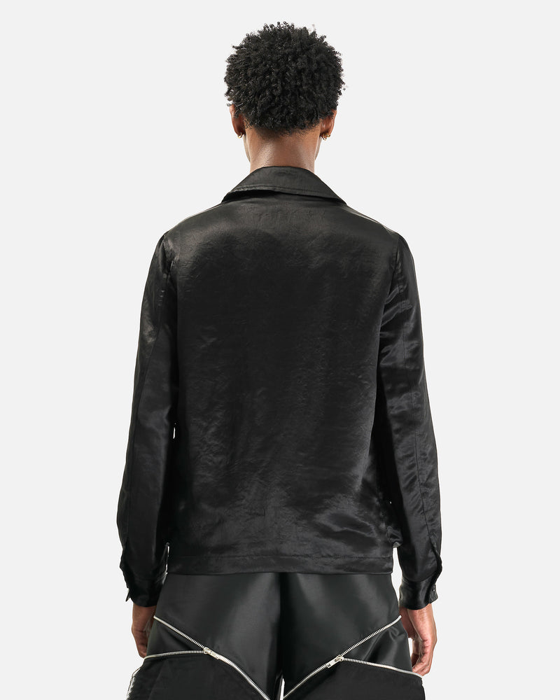 Polyester Taffeta Frilled Lined Jacket in Black