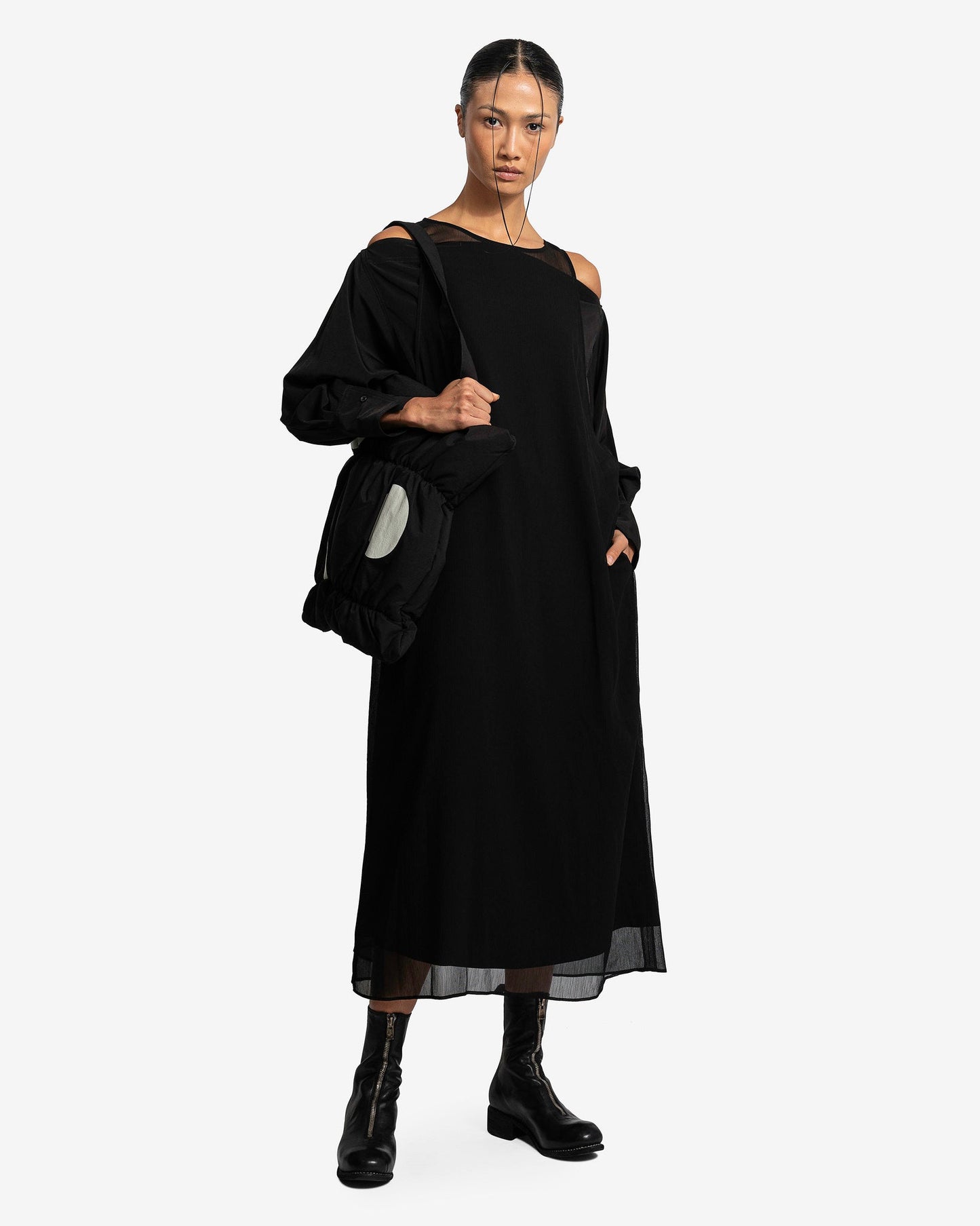 Y's by Yohji Yamamoto Women Dresses A-Double Layered Dress in Black