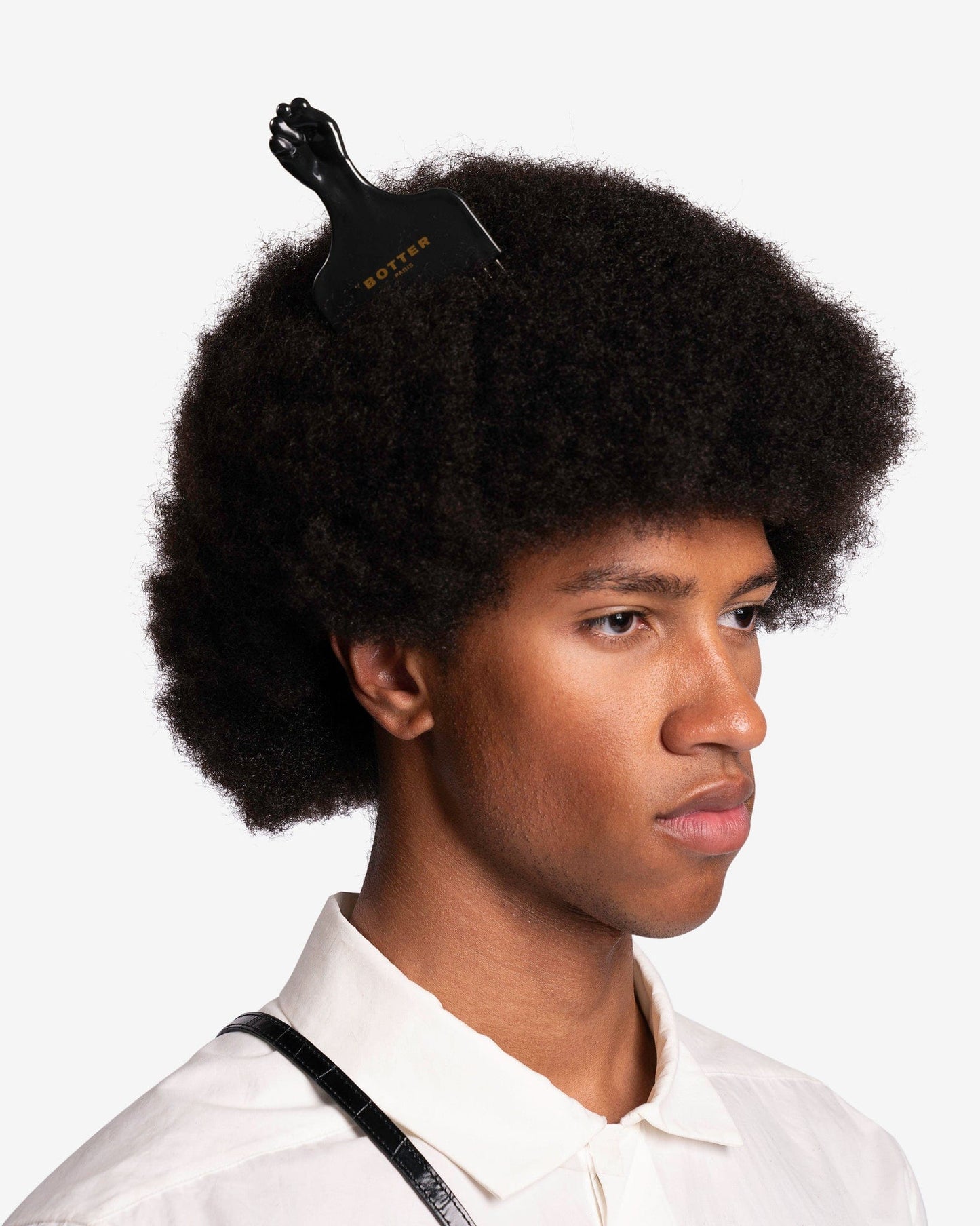 Botter Jewelry Afro Comb with Padded Leather Bag in Black