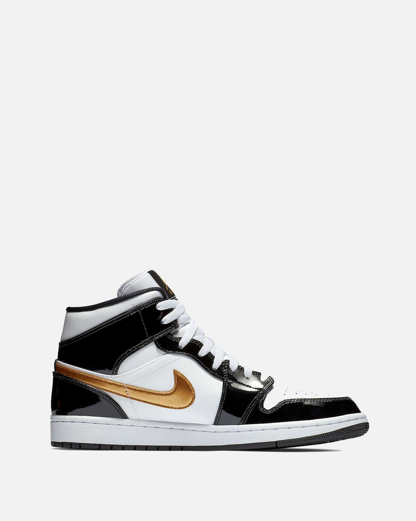 JORDAN Men's Sneakers Air Jordan 1 Mid SE Patent 'Black/Metallic Gold'