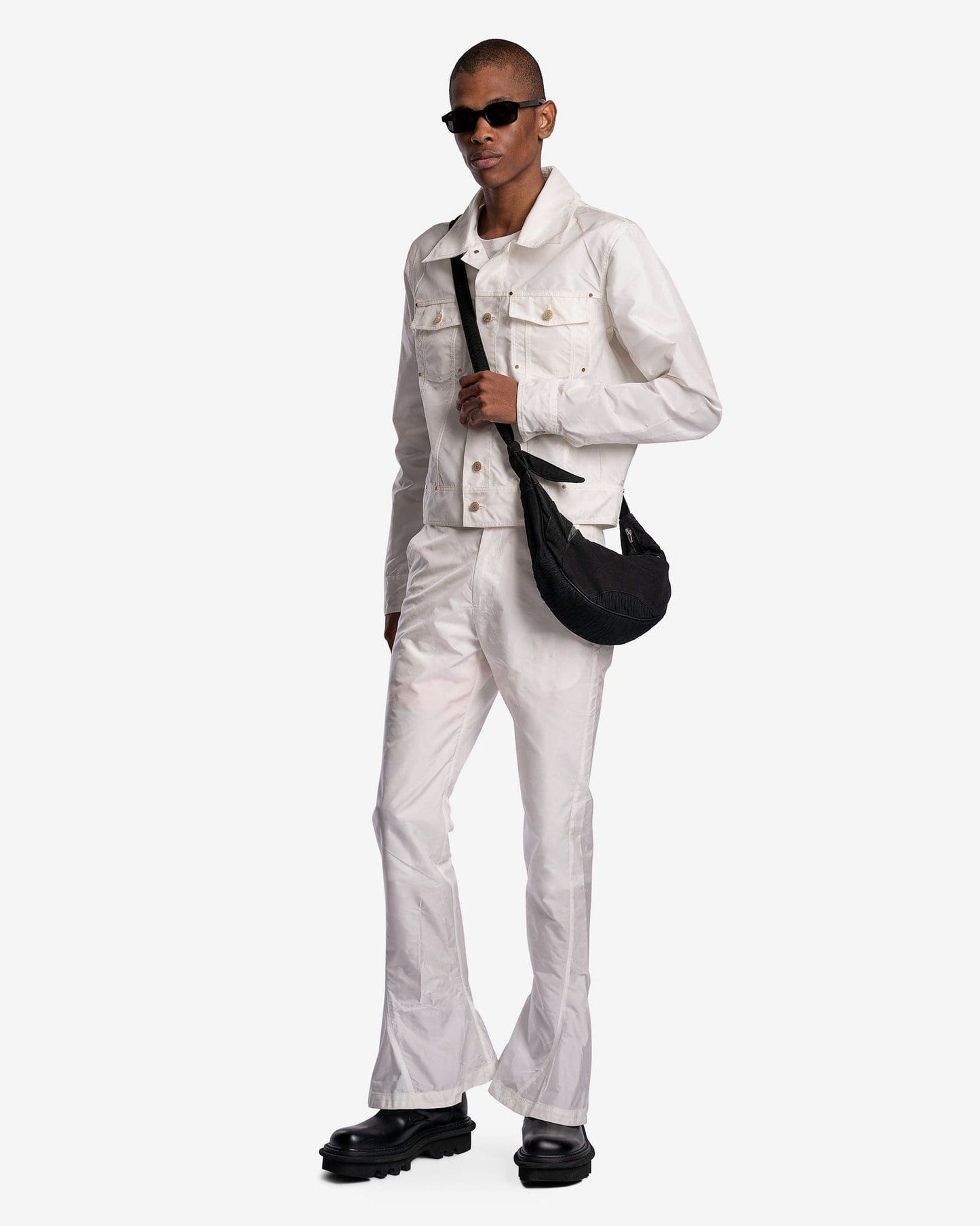 KANGHYUK Men's Jackets Airbag Stud Trucker Jacket in Off-White