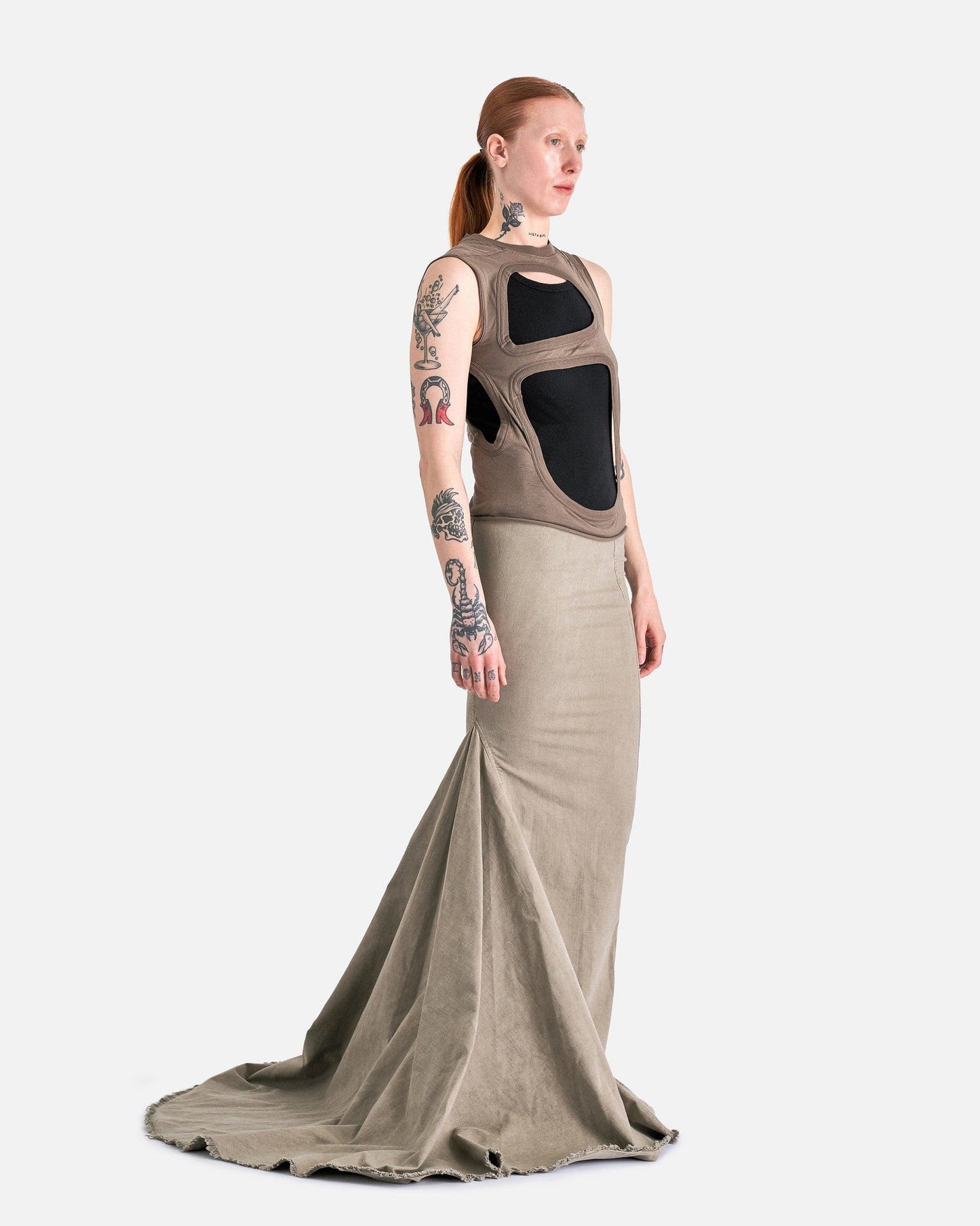 Rick Owens DRKSHDW Women Skirts AL Pillar Skirt in Pearl