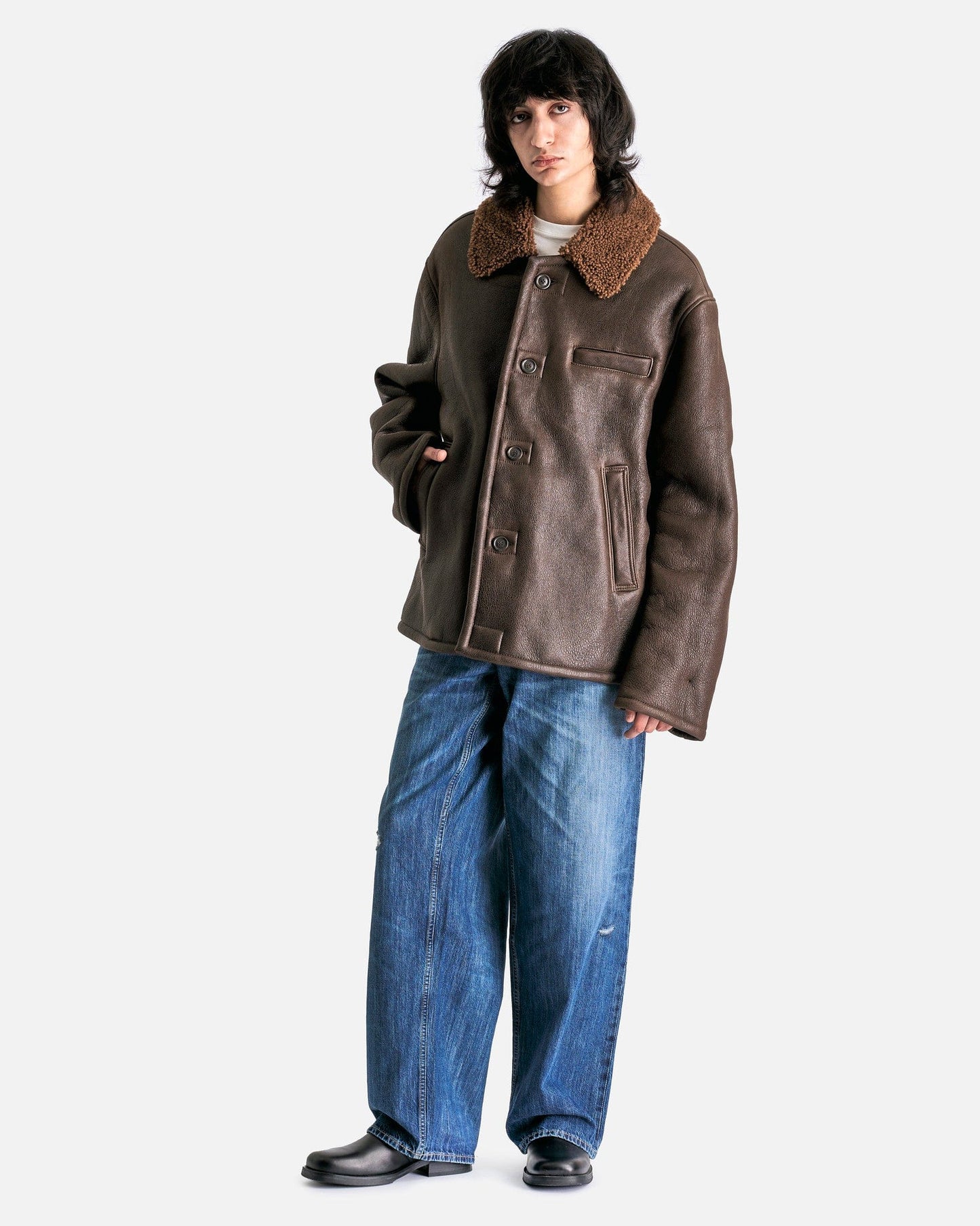 Our Legacy Men's Jackets Alaska Jacket in Rustic Grain Brown Shearling