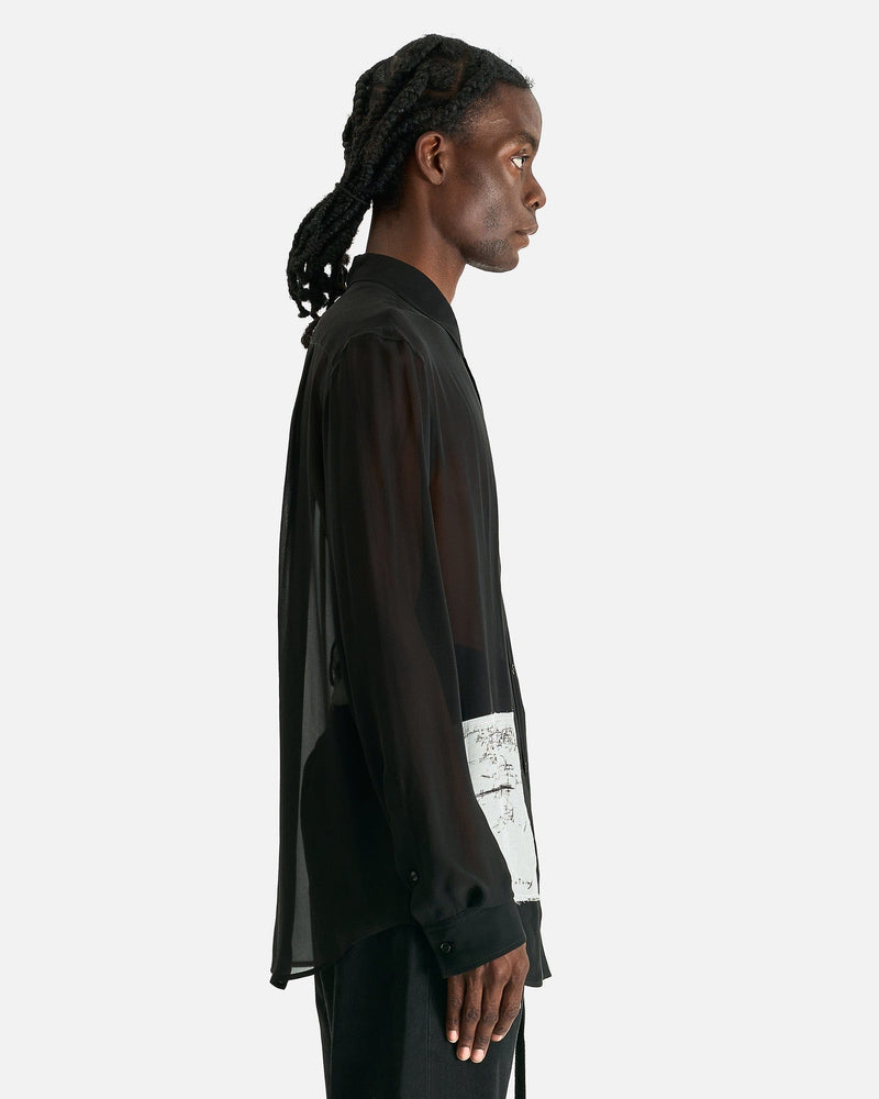 Ann Demeulemeester Men's Shirts Andre Classic Shirt w/ Printed Patches in Black