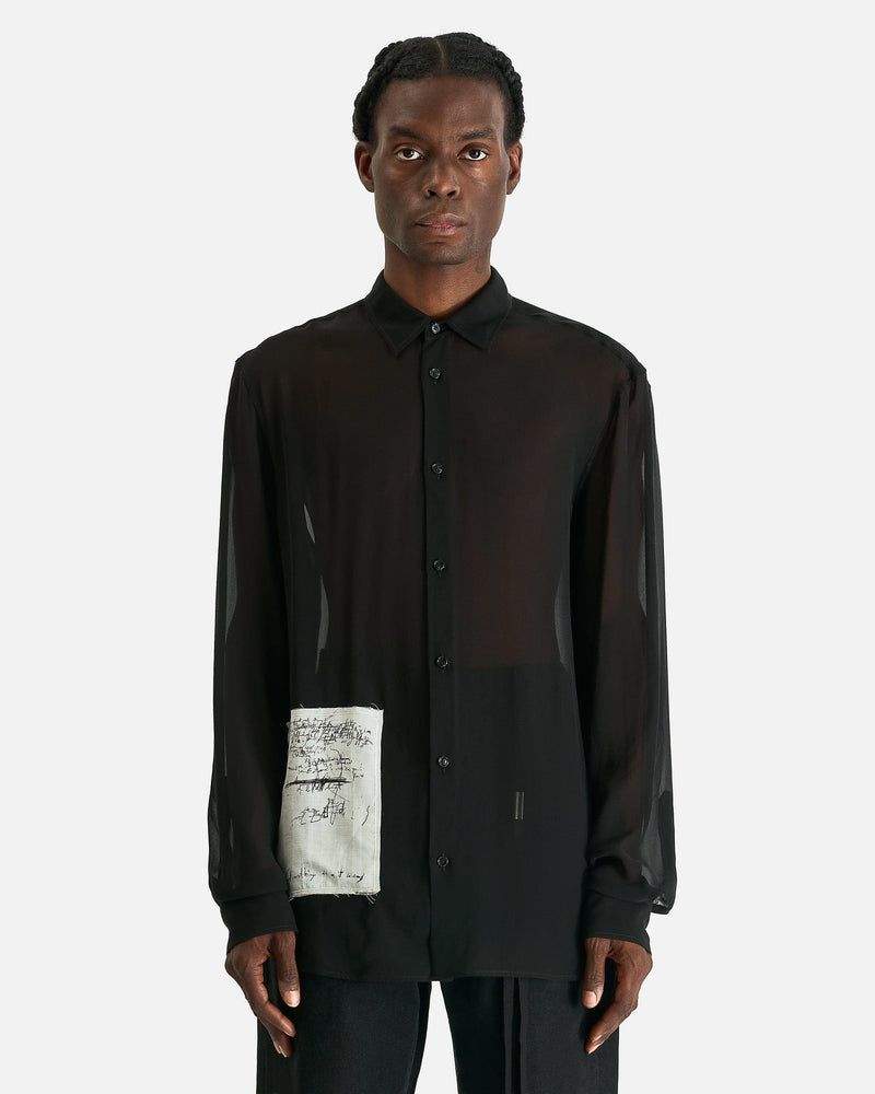 Ann Demeulemeester Men's Shirts Andre Classic Shirt w/ Printed Patches in Black