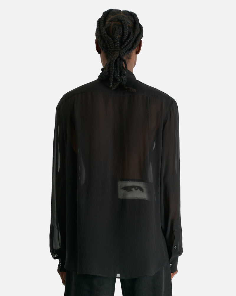 Ann Demeulemeester Men's Shirts Andre Classic Shirt w/ Printed Patches in Black