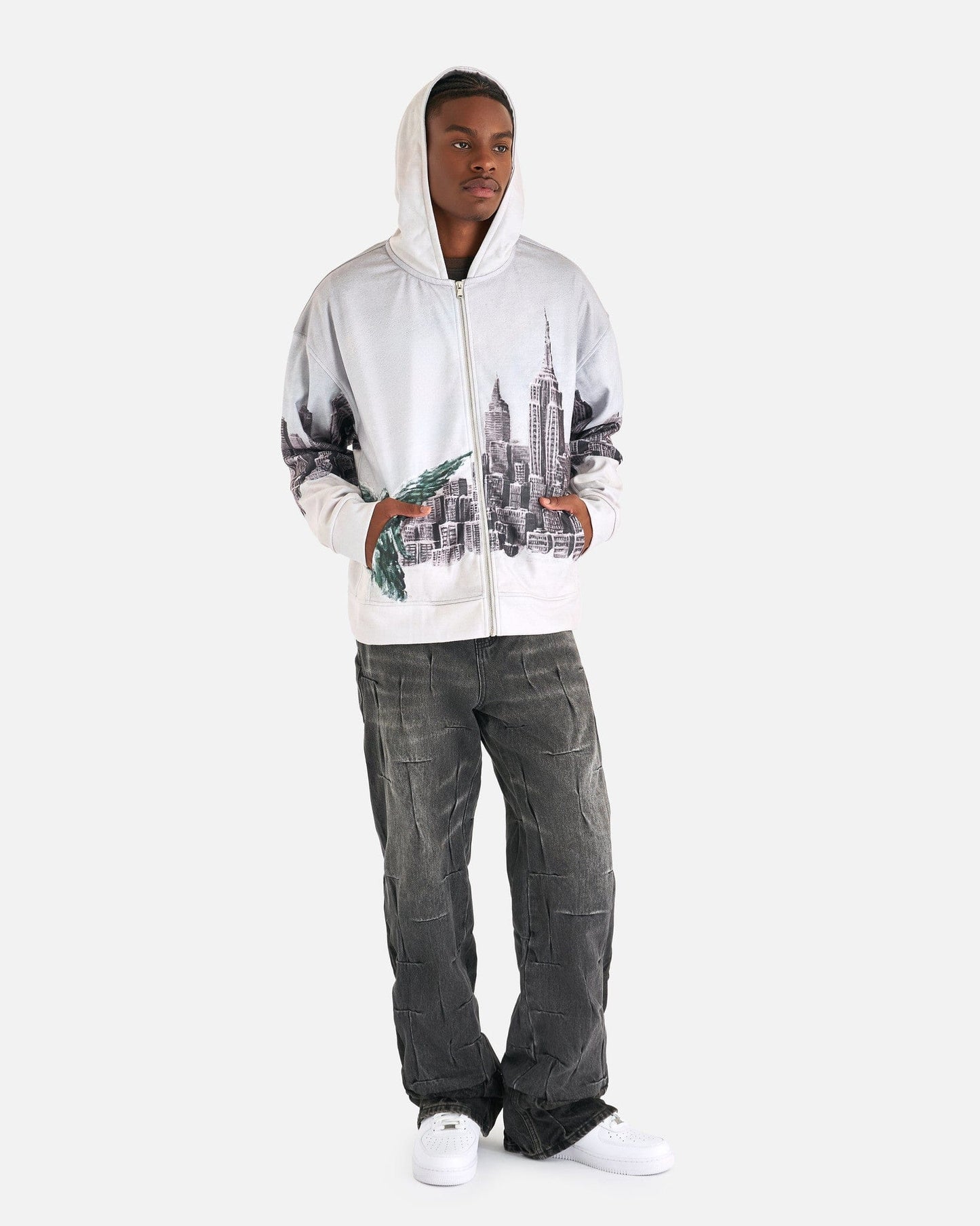 Who Decides War Men's Jackets Angel Over the City Zip-Up in Sky