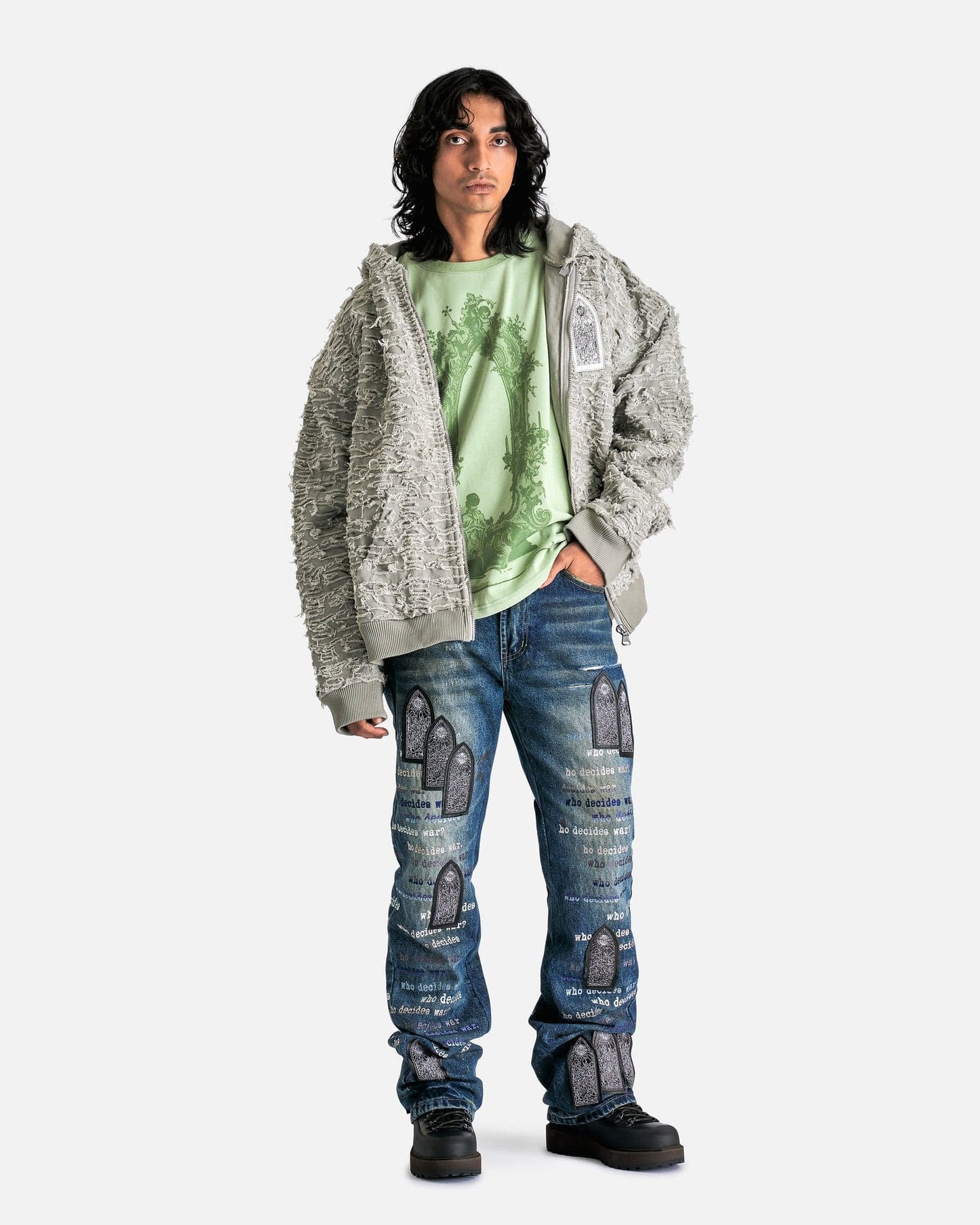 Who Decides War Men's T-Shirts Arc Window Jersey in Olive