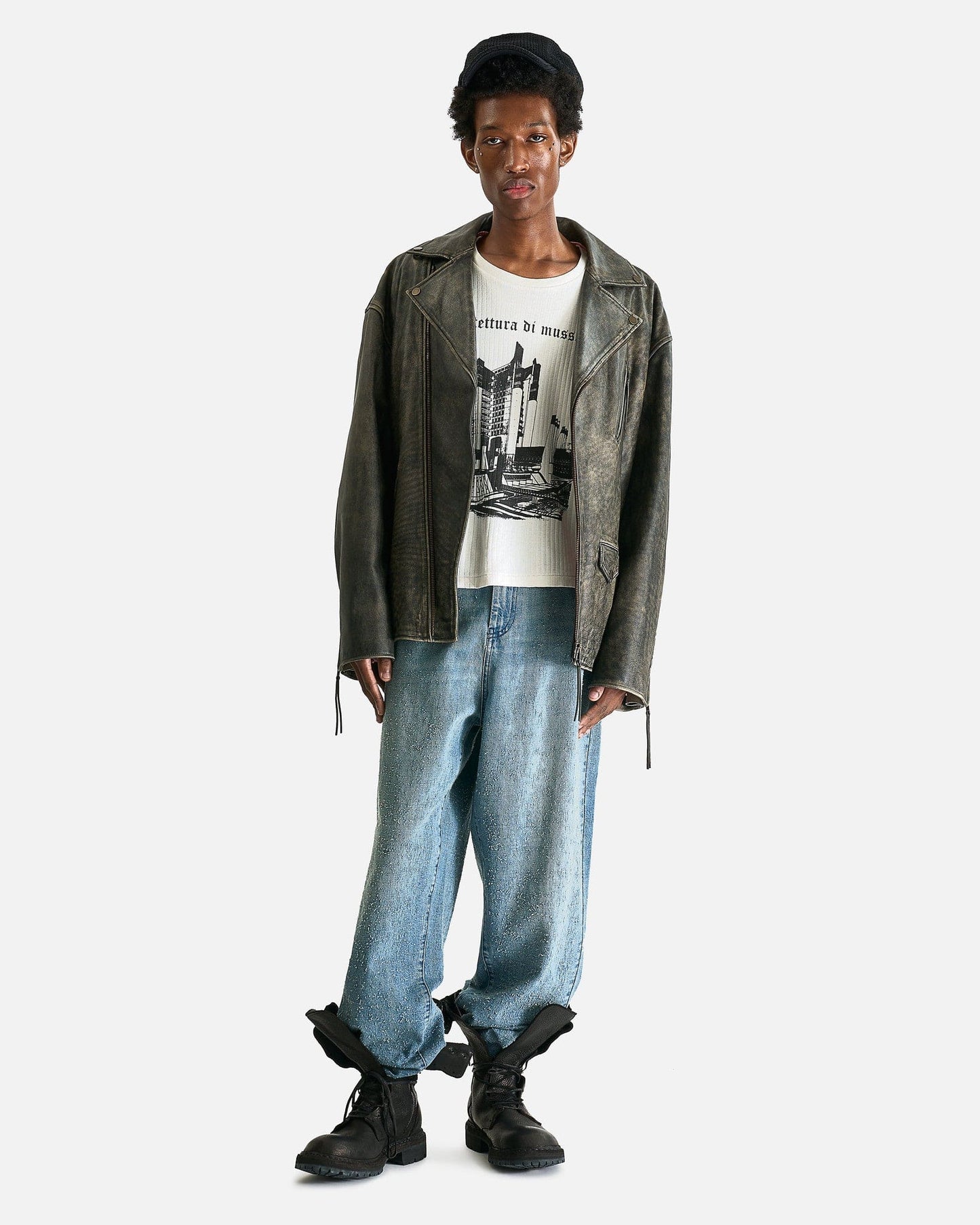 Enfants Riches Deprimes Men's T-Shirts Architettura Di Mussolini Rib T-Shirt in Faded White