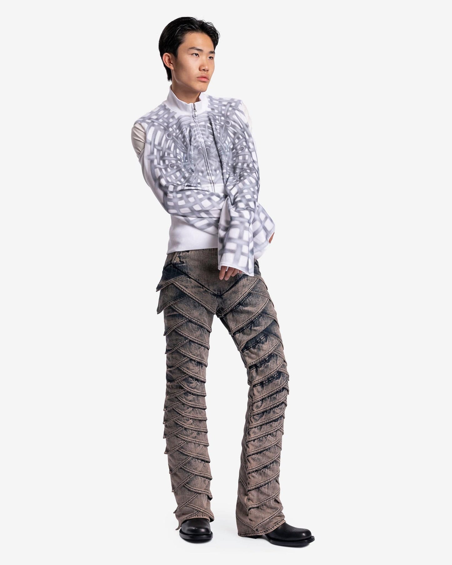 Goomheo Men's Jeans Armadillo Trousers in Light Blue Washed Denim