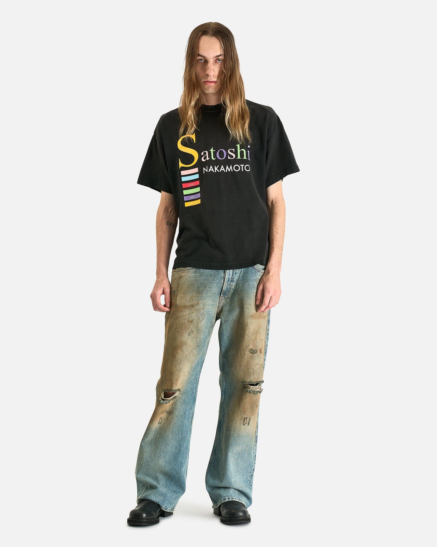Satoshi Nakamoto Men's T-Shirts Best Code Tee in Washed Black
