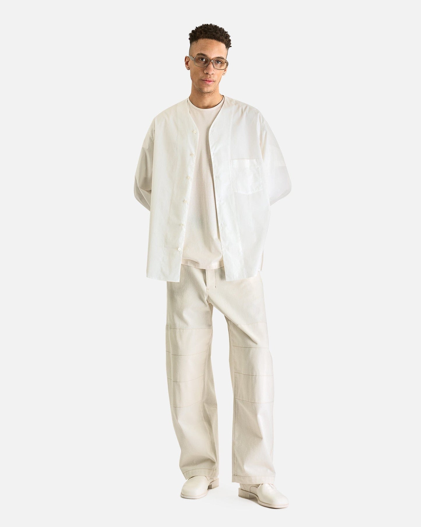 LEMAIRE Men's Pants Big Work Pants in Creamy White