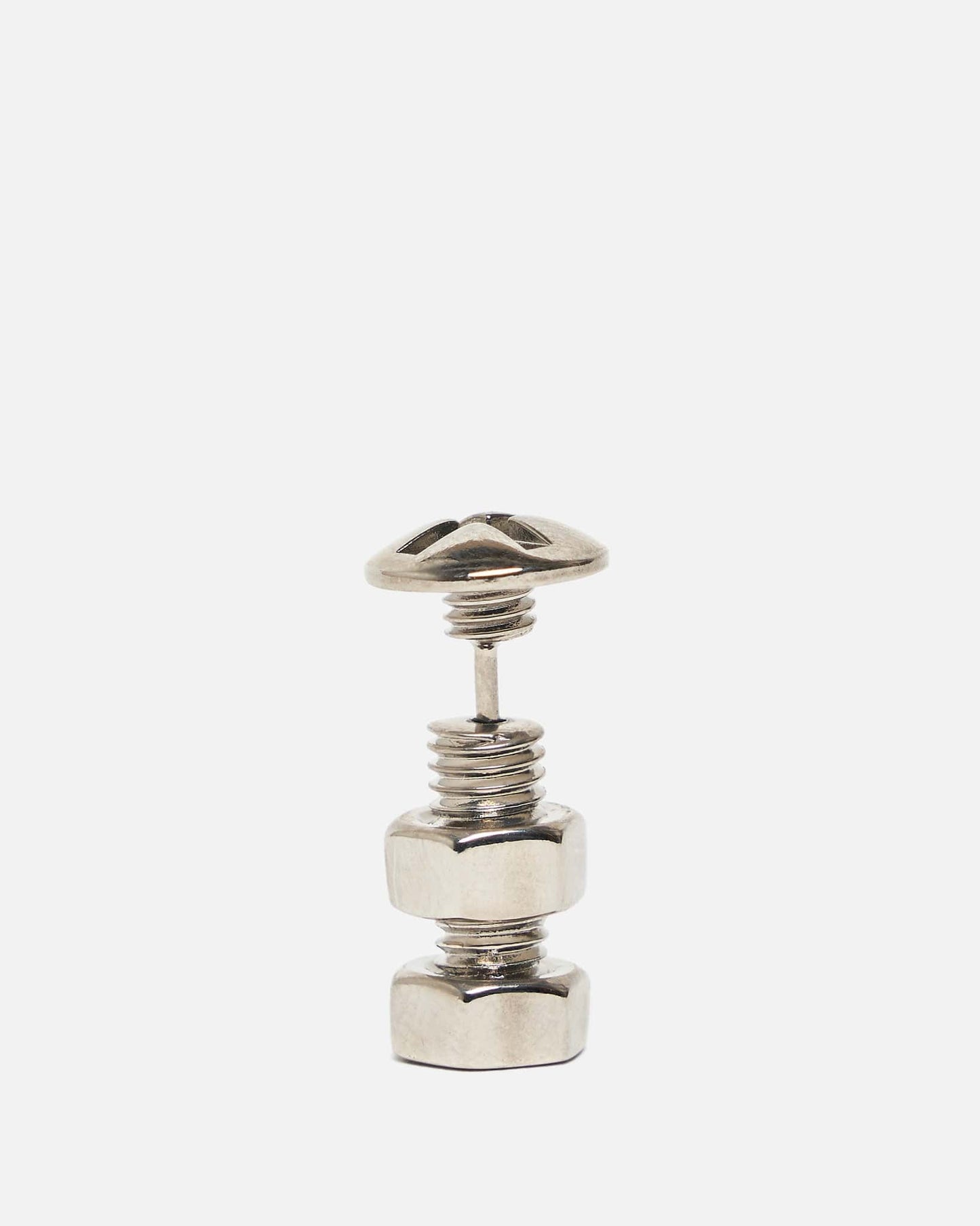 Maison Margiela Jewelry OS Bolt and Nut Screw Earring in Palladium