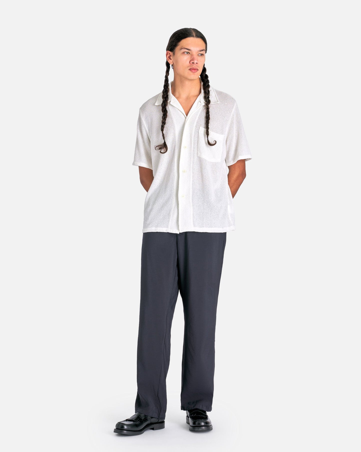 Our Legacy Men's Shirts Box Shirt Shortsleeve in White Boucle