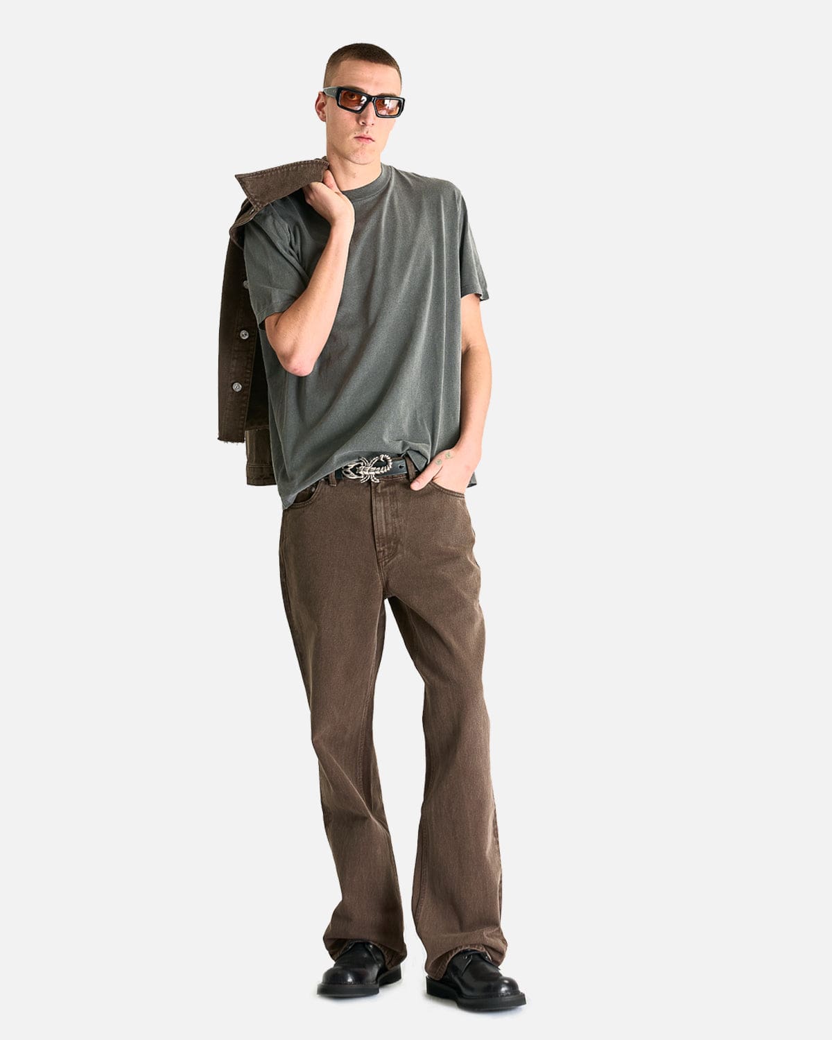 Our Legacy Men's T-Shirts Box T-Shirt in Worn Black Legacy Jersey