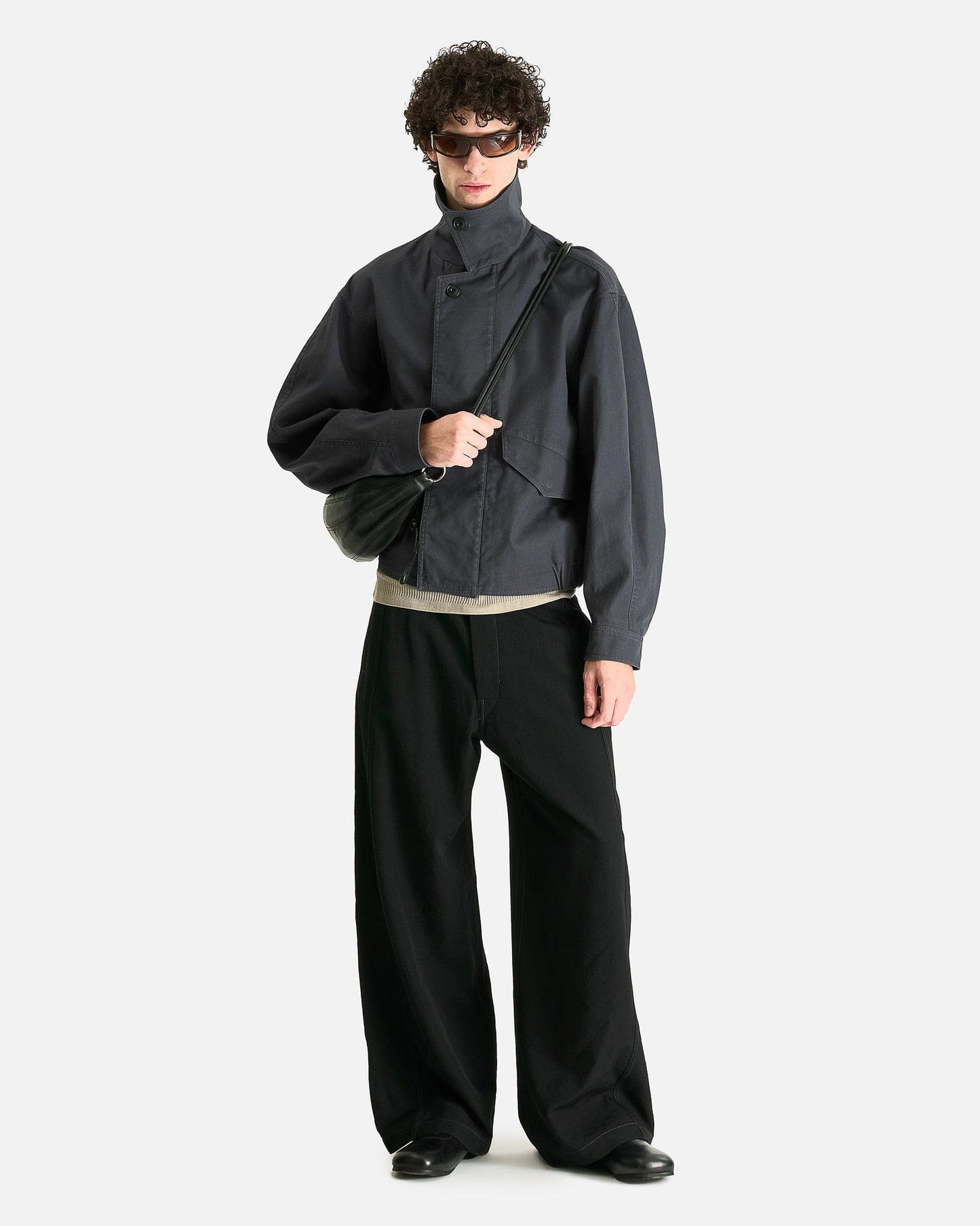 LEMAIRE Men's Tops Boxy Blouson in Graphite Blue