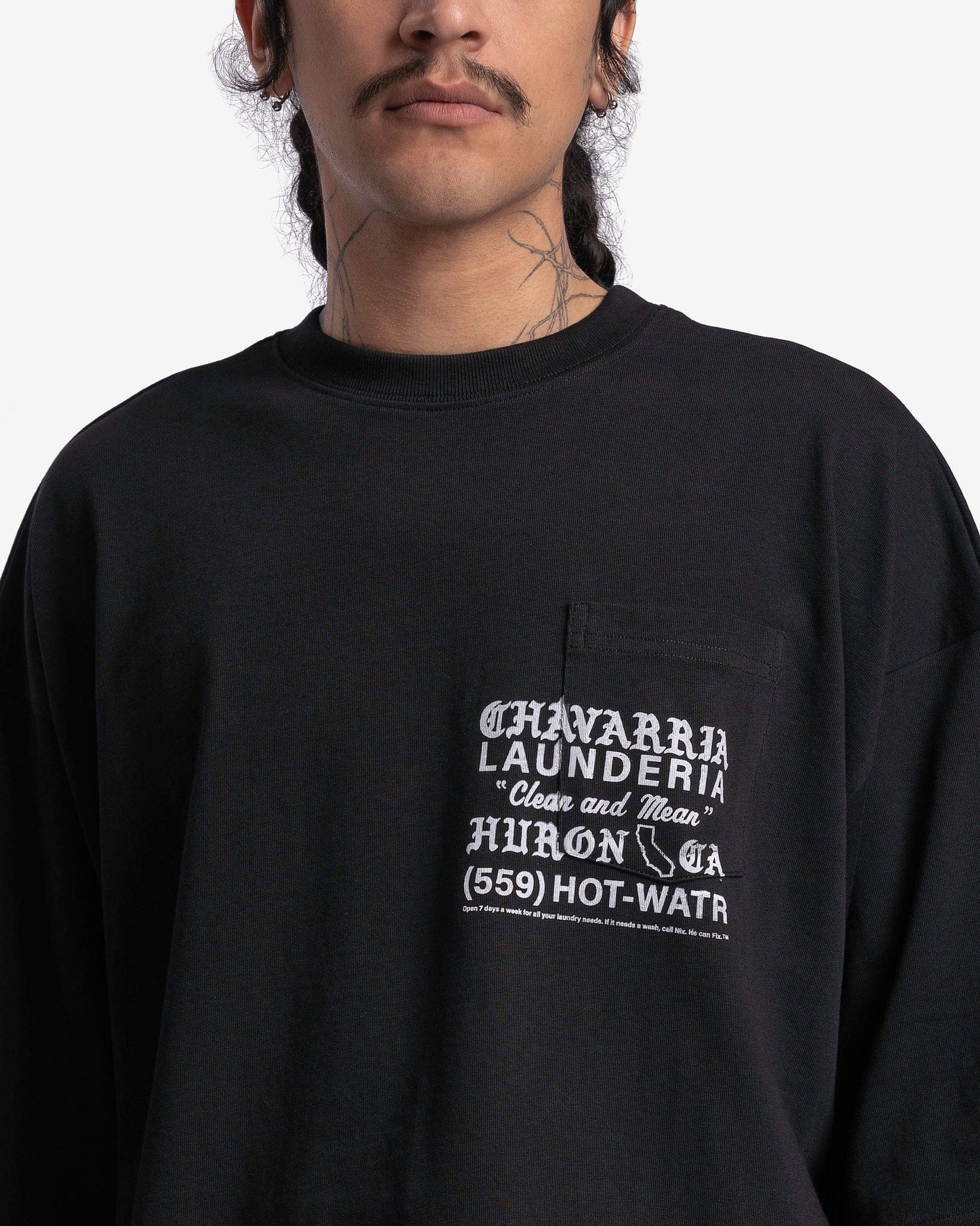Willy Chavarria Men's T-Shirts Buffalo Pocket Tee Earth Day in Black