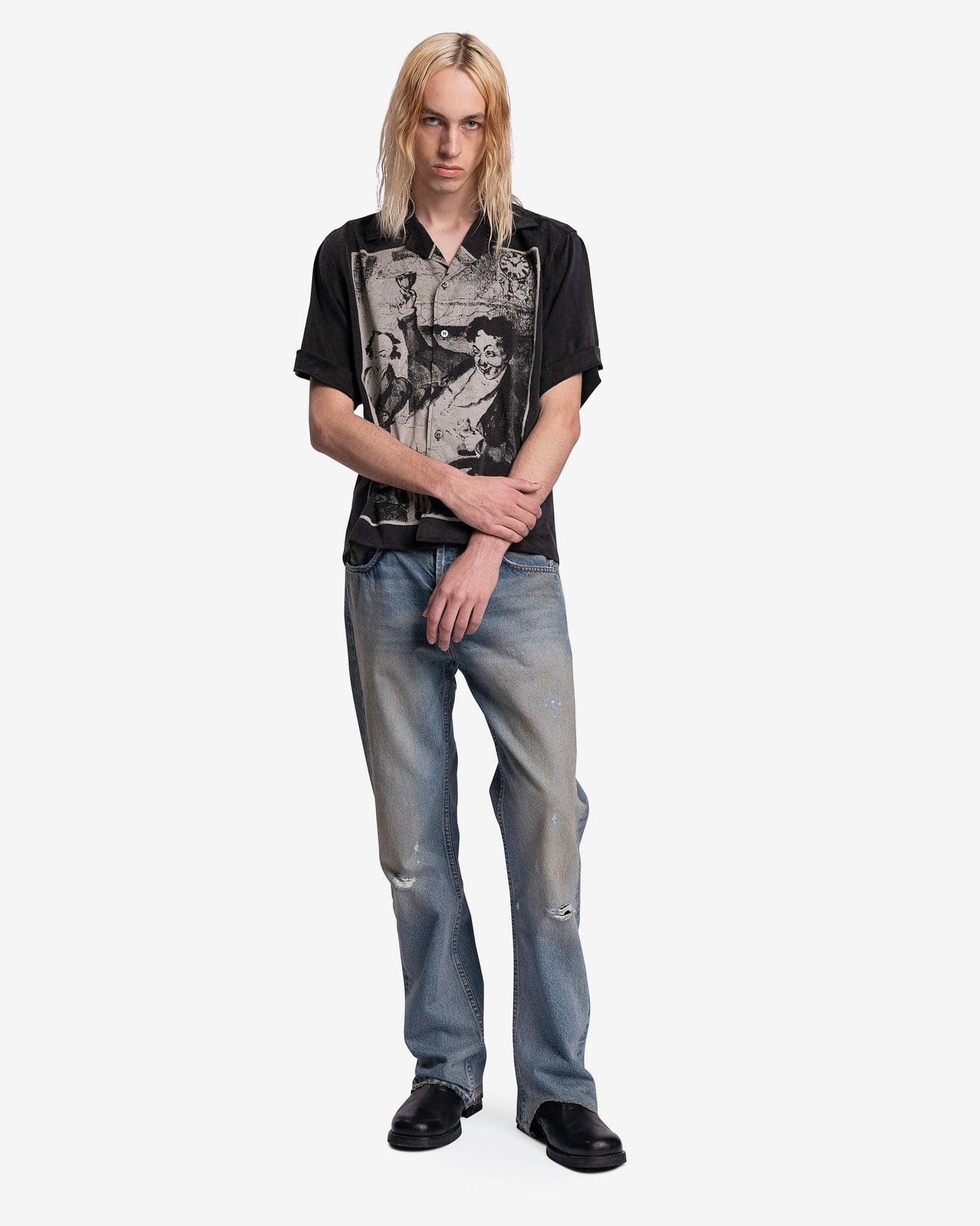 Enfants Riches Deprimes Men's Jeans Burnt Flare Jeans in Washed Indigo