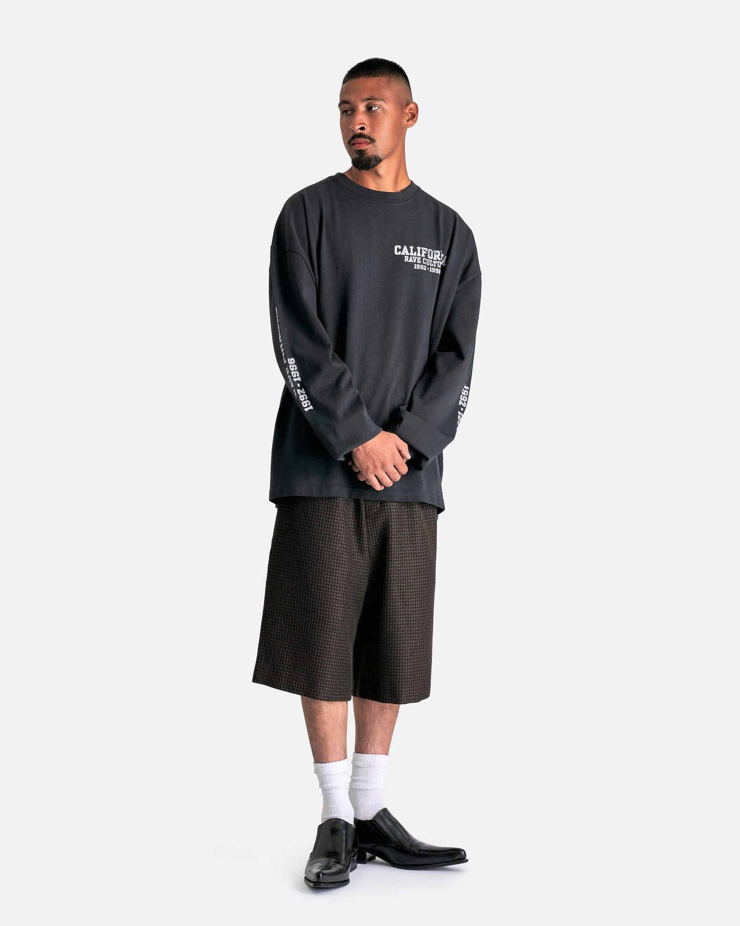 Willy Chavarria Men's T-Shirts 'CA Rave Culture' Long Sleeve Buffalo T-Shirt in Black