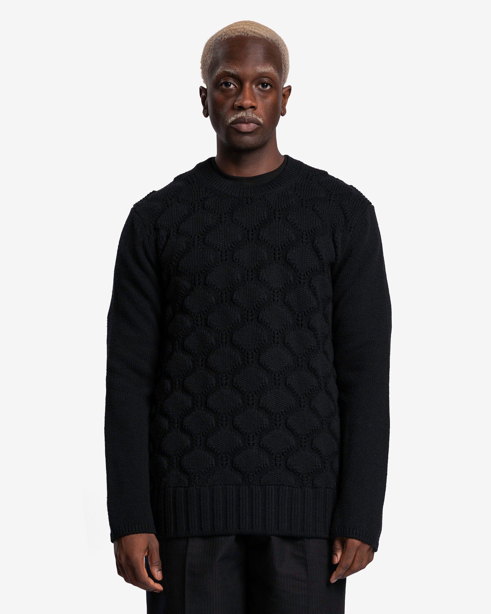 Cable Knit Sweater in Black - Main Image