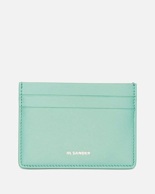 Jil Sander Leather Goods O/S Calf Leather with Nappa Lining Credit Card Holder in Turquoise