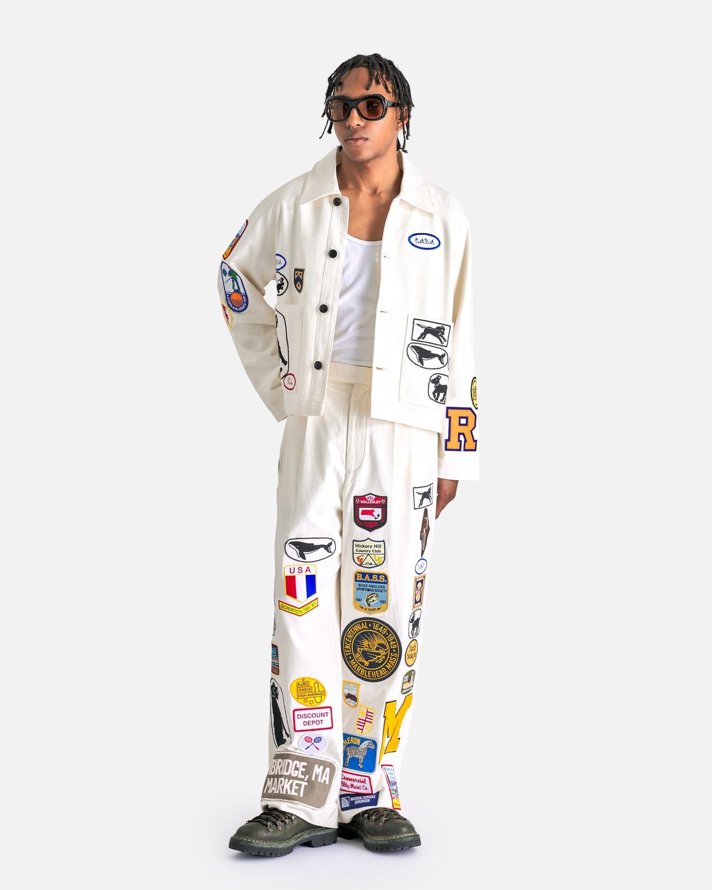 Bode Men's Jackets Cambridge Patch Jacket in White/Multi