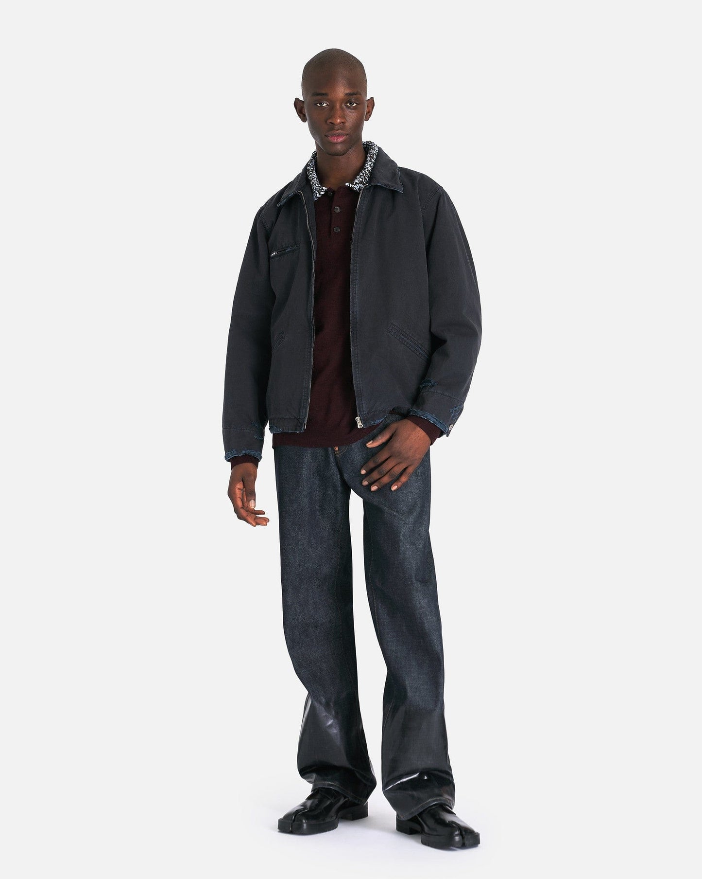 MM6 Maison Margiela Men's Jackets Canvas Distressed Jacket in Navy