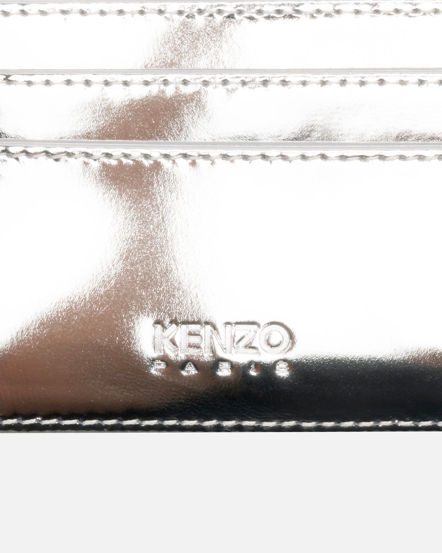 KENZO Leather Goods O/S Card Holder in Embossed Silver
