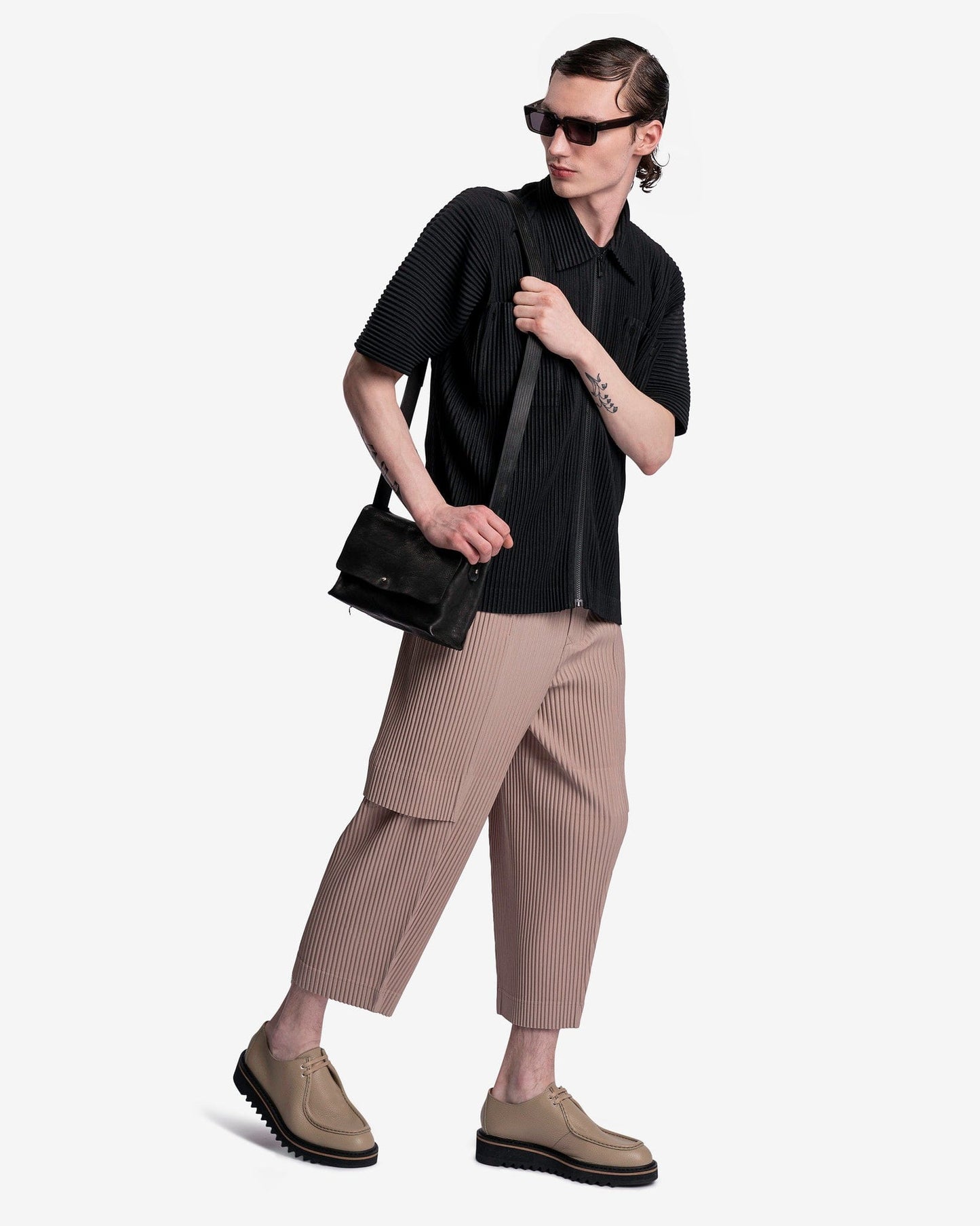 Homme Plissé Issey Miyake Men's Pants Cargo Pants in Sand Beige