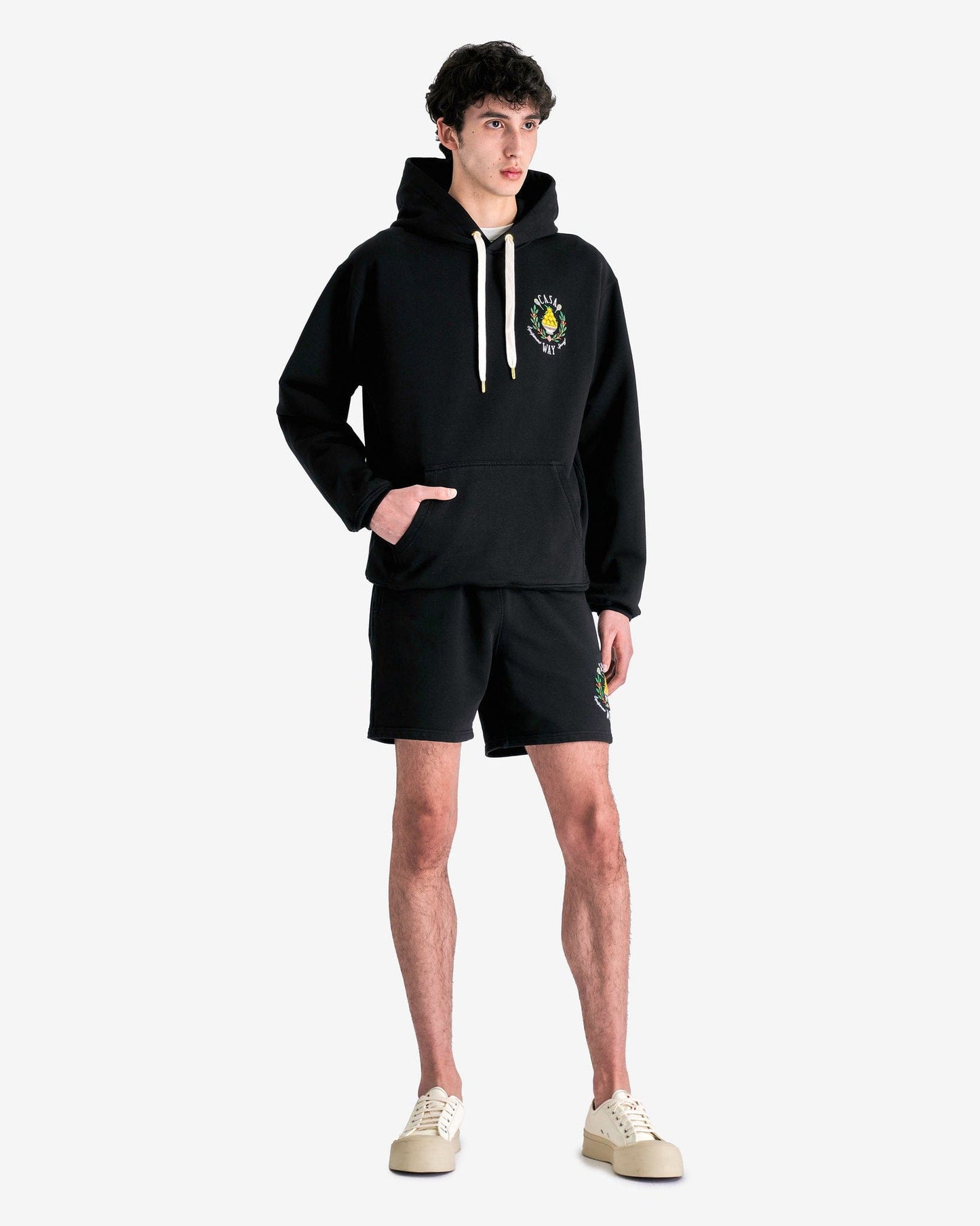 Casablanca Men's Sweatshirts Casa Way Embroidered Hooded Sweatshirt in Black