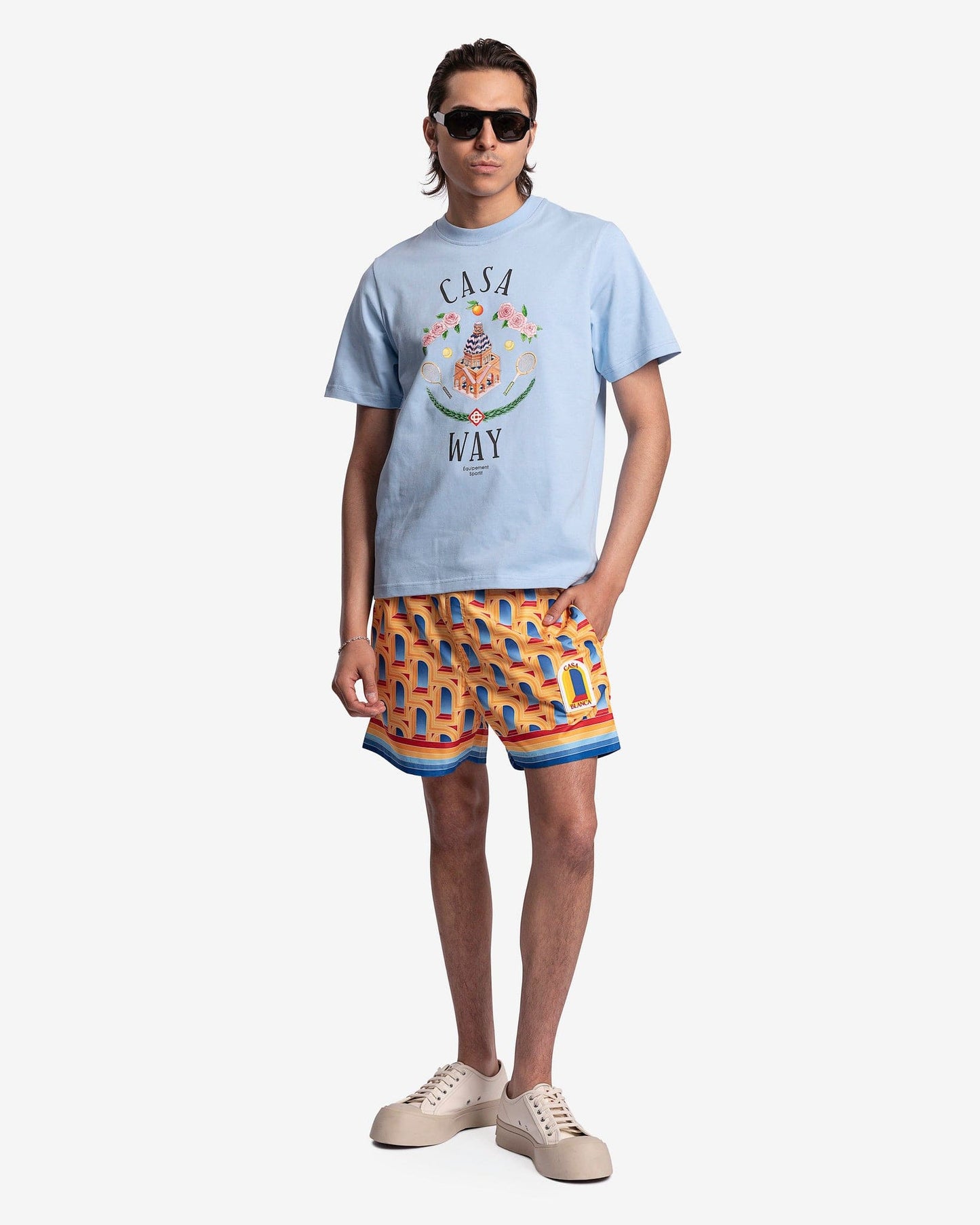 Casablanca Men's T-Shirts Casa Way T-Shirt in Pale Blue