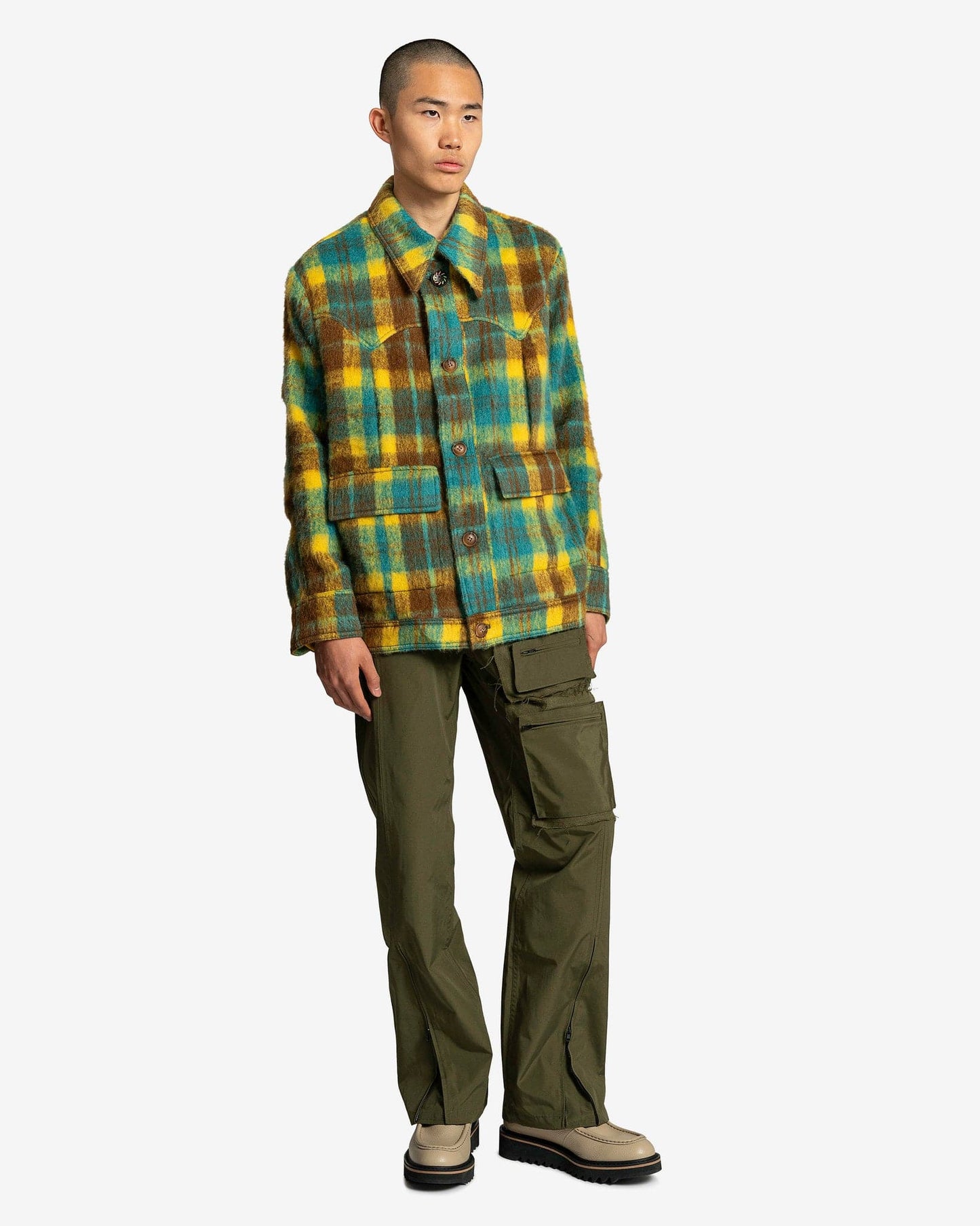 Andersson Bell Men's Jackets Chauny Wool Check Jacket in Yellow/Brown