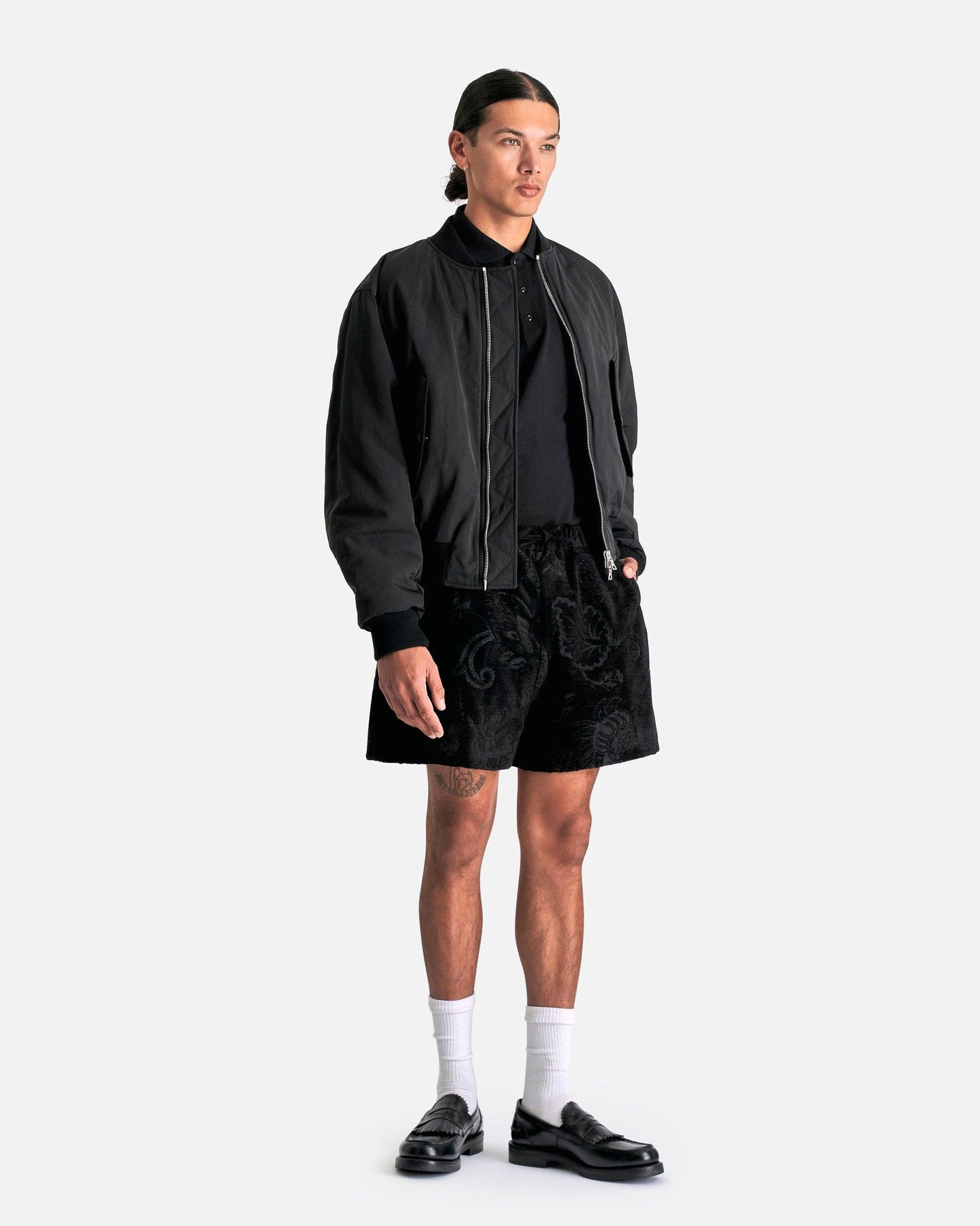 Simone Rocha Men's Shorts Chenille Flare Shorts in Black