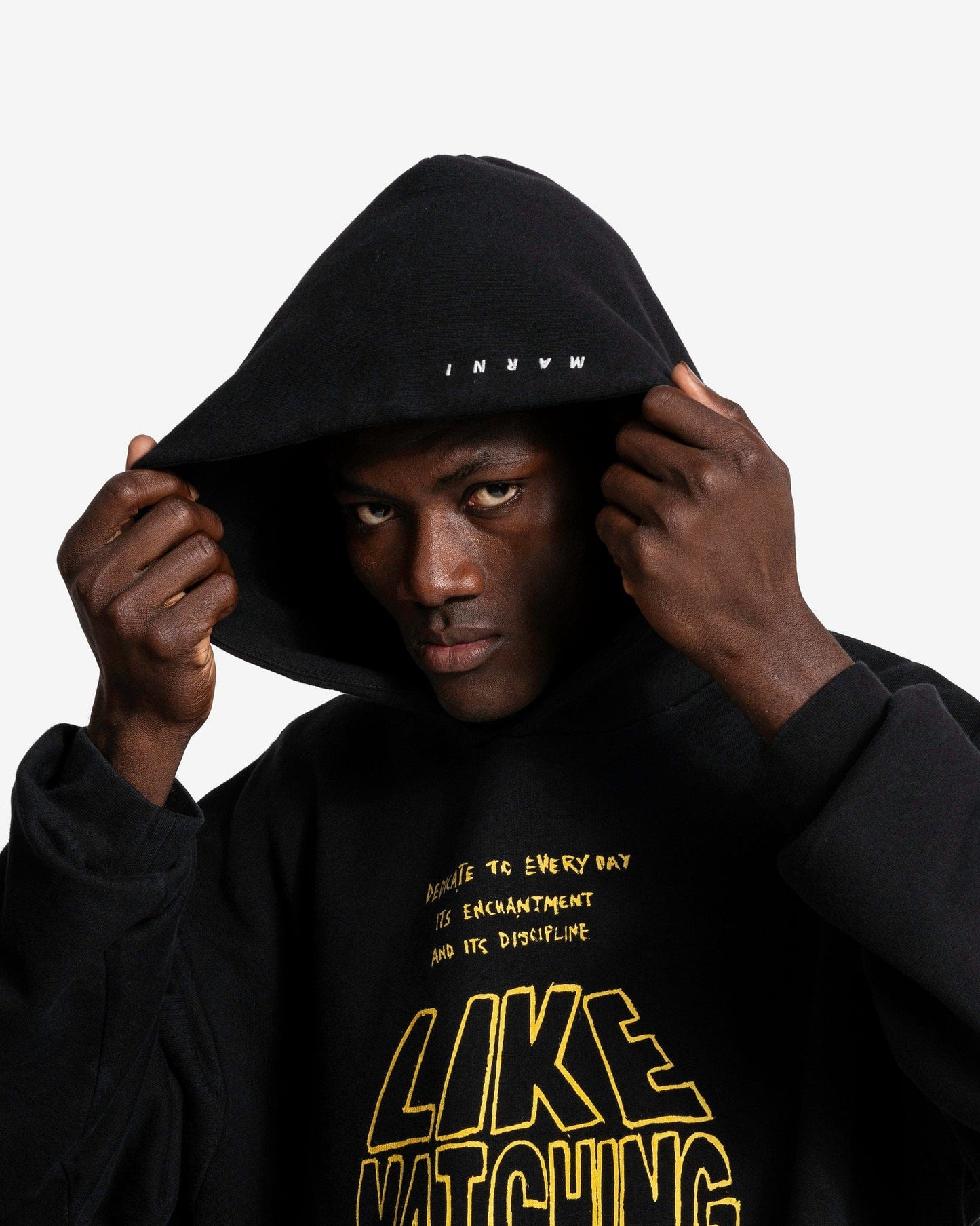 Marni Men's Sweatshirts Circle Logo Pullover Hoodie in Black