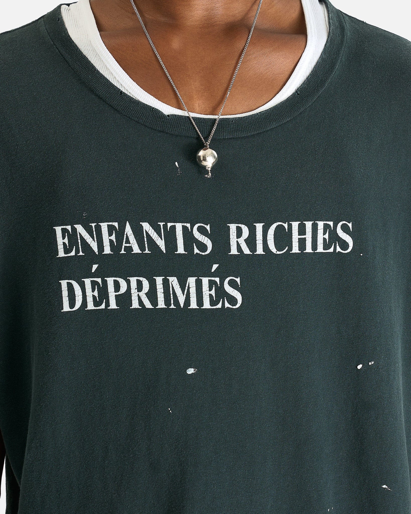 Enfants Riches Deprimes Men's T-Shirts Classic Logo T-Shirt in Damaged Black