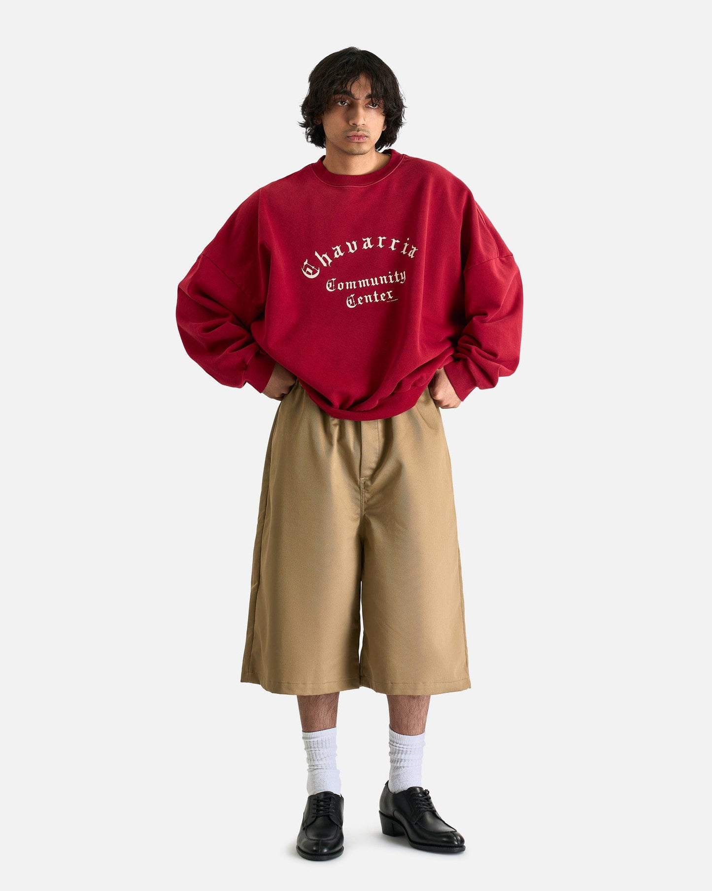 Willy Chavarria Men Sweaters "Community Centre" Hooligan Crew in Harvard Red