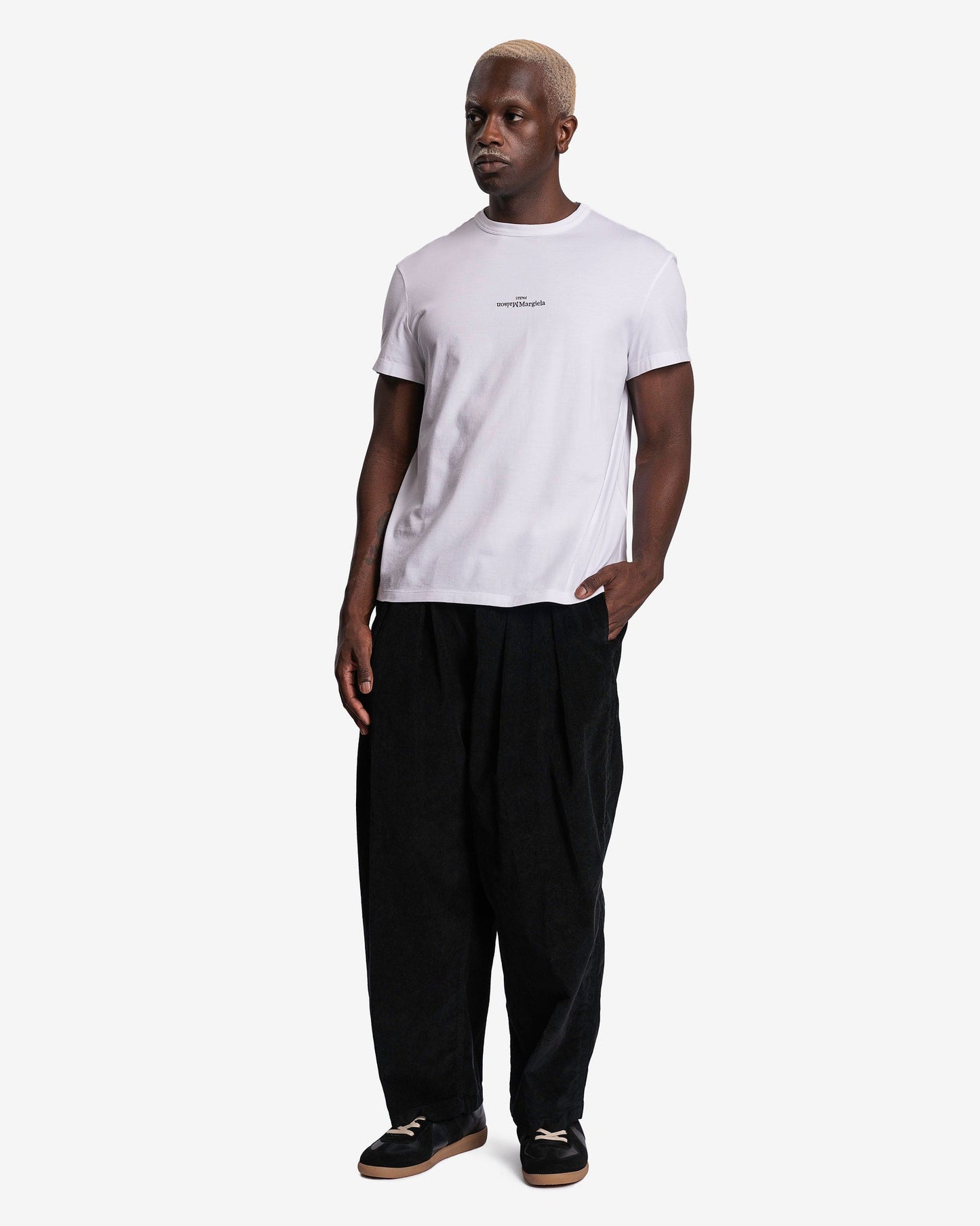 Maison Margiela Men's Pants Contrast Corduroy Trousers in Black