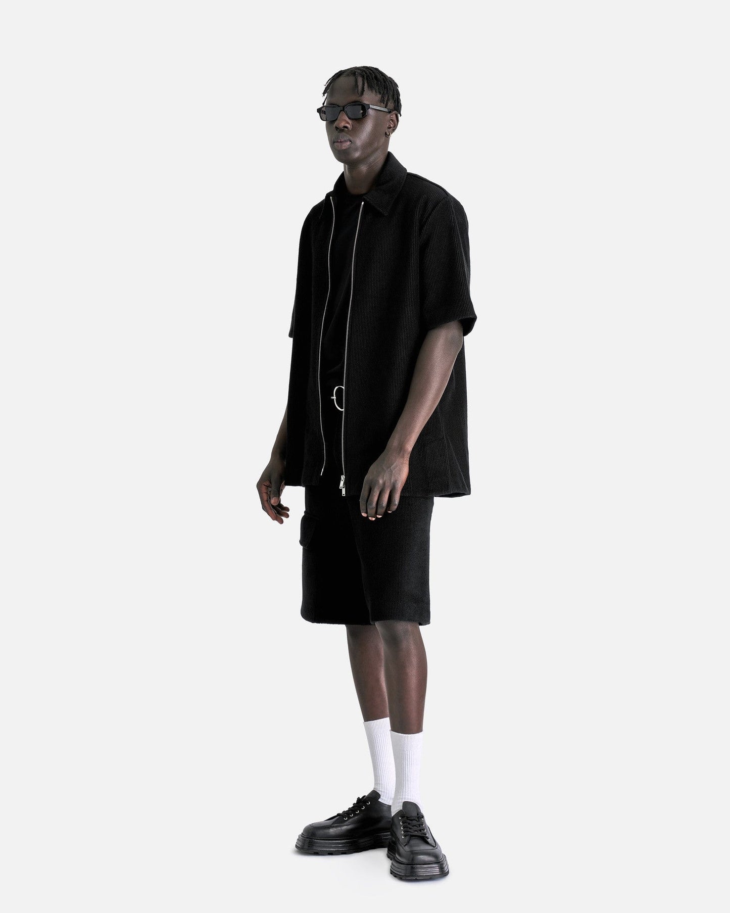 Jil Sander Men's Shorts Corduroy Belted Shorts in Black