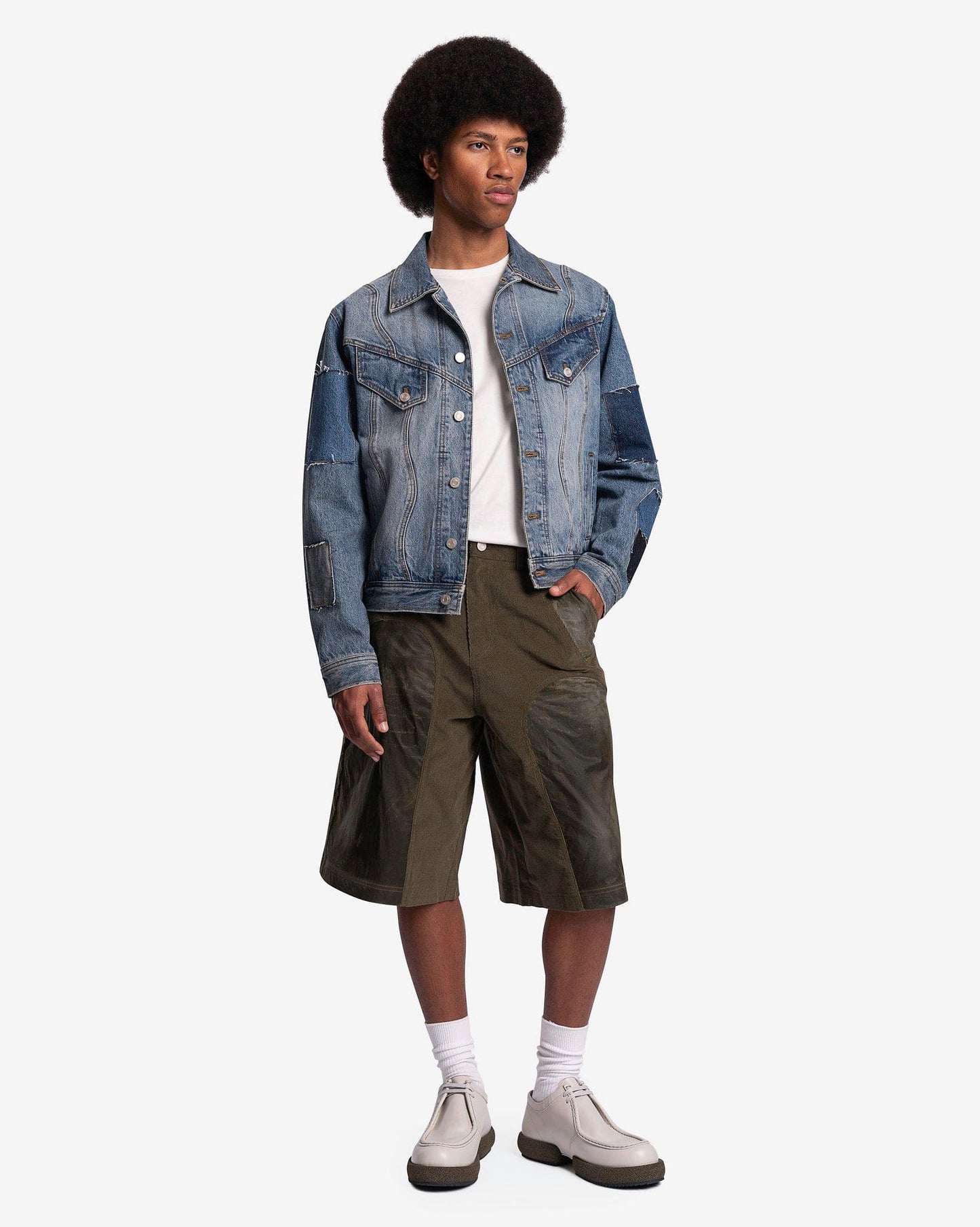 Andersson Bell Men's Shorts Corduroy Panel Shorts in Khaki