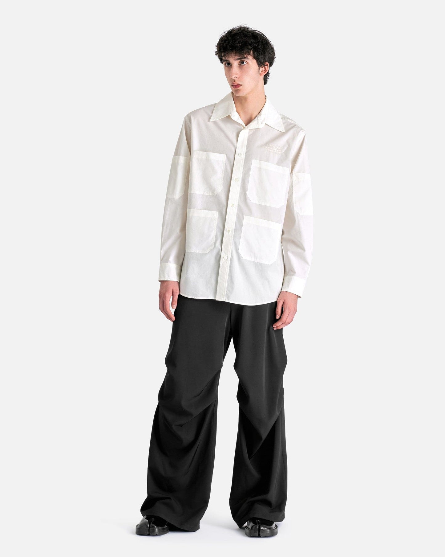SVRN Cotton Poplin Pocket Shirt in Ivory