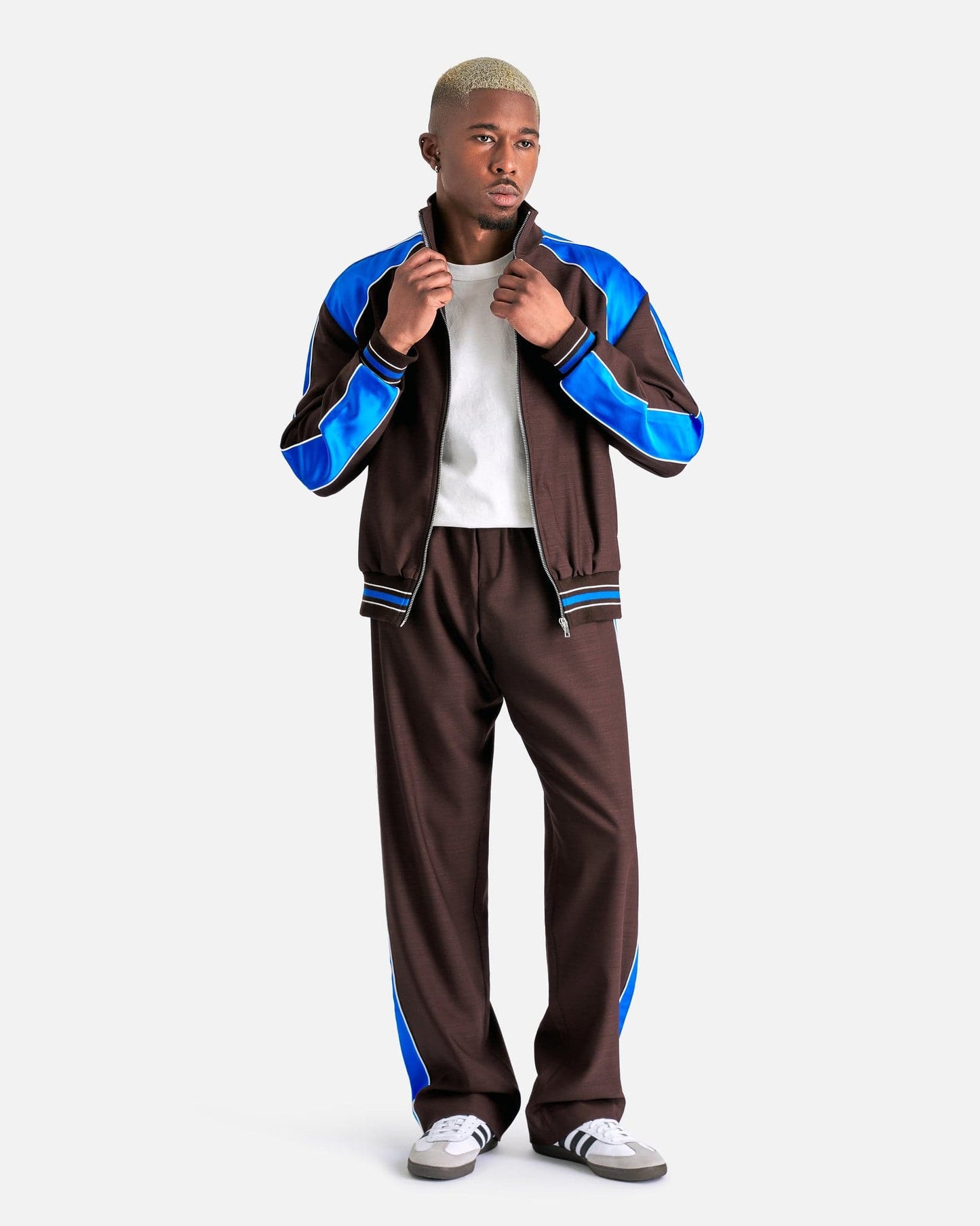 Wales Bonner Men's Pants Courage Trousers in Dark Brown/Blue