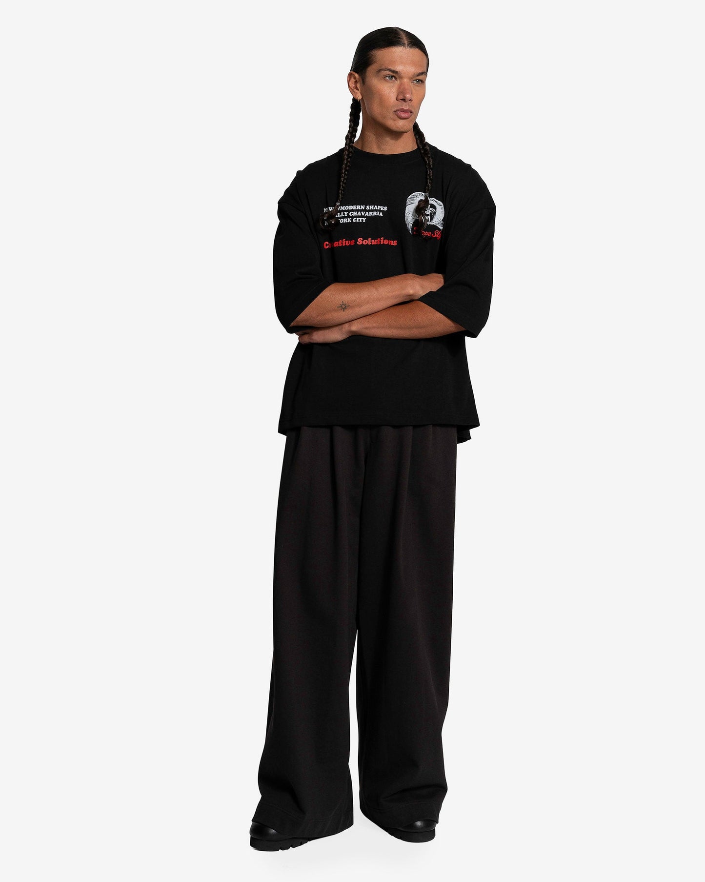 Willy Chavarria Men's T-Shirts Creative Solutions T-Shirt in Solid Black