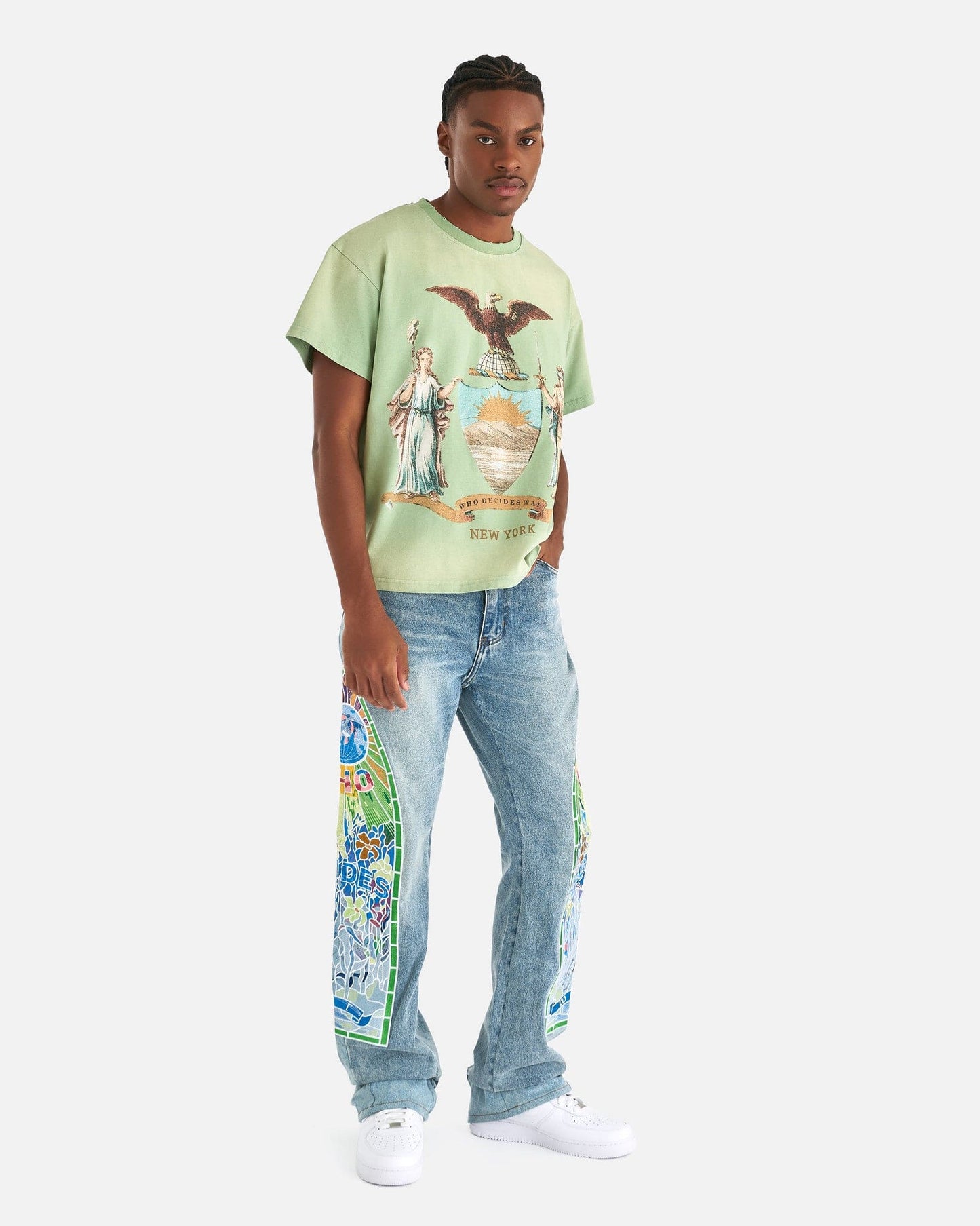 Who Decides War Men's T-Shirts Crest Short Sleeve in Sage