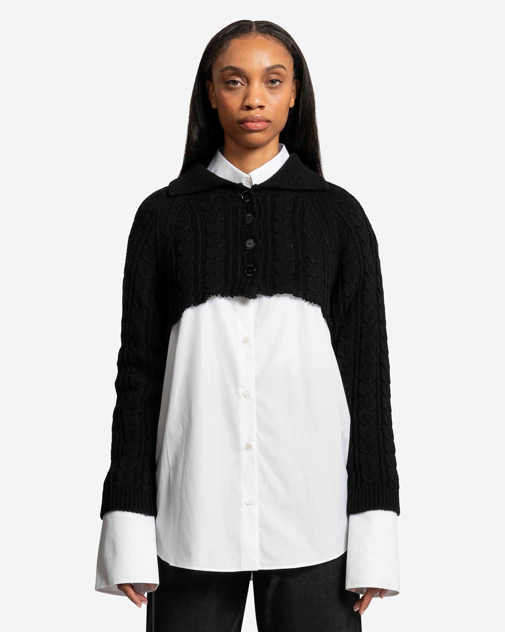 Cropped Cable Knit Cardigan in Black – SVRN