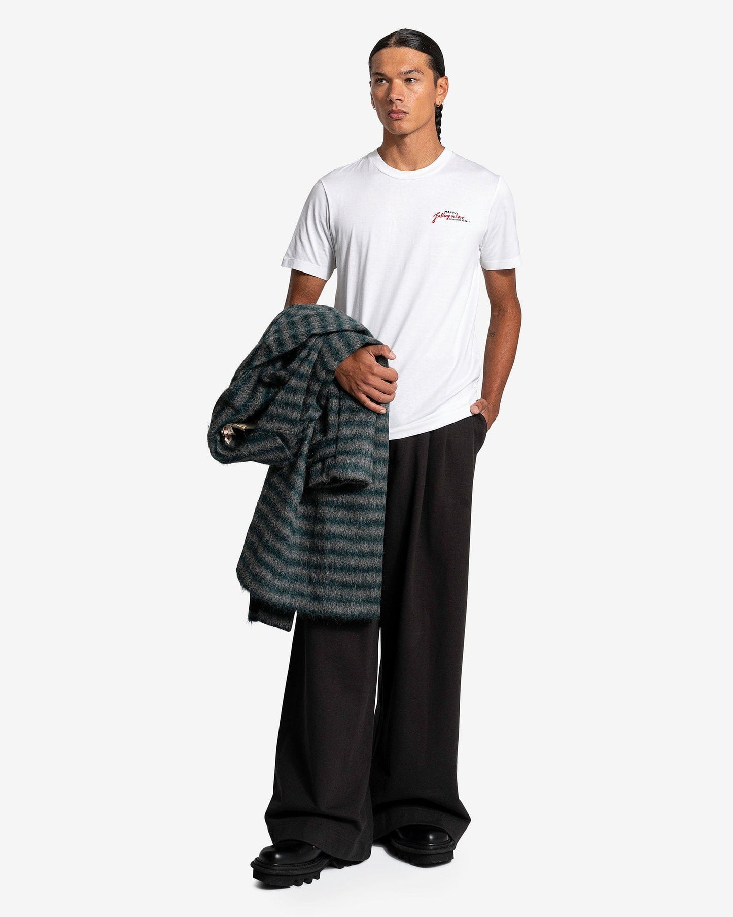 Marni Men's T-Shirt Crossword Heart T-Shirt in Lily White