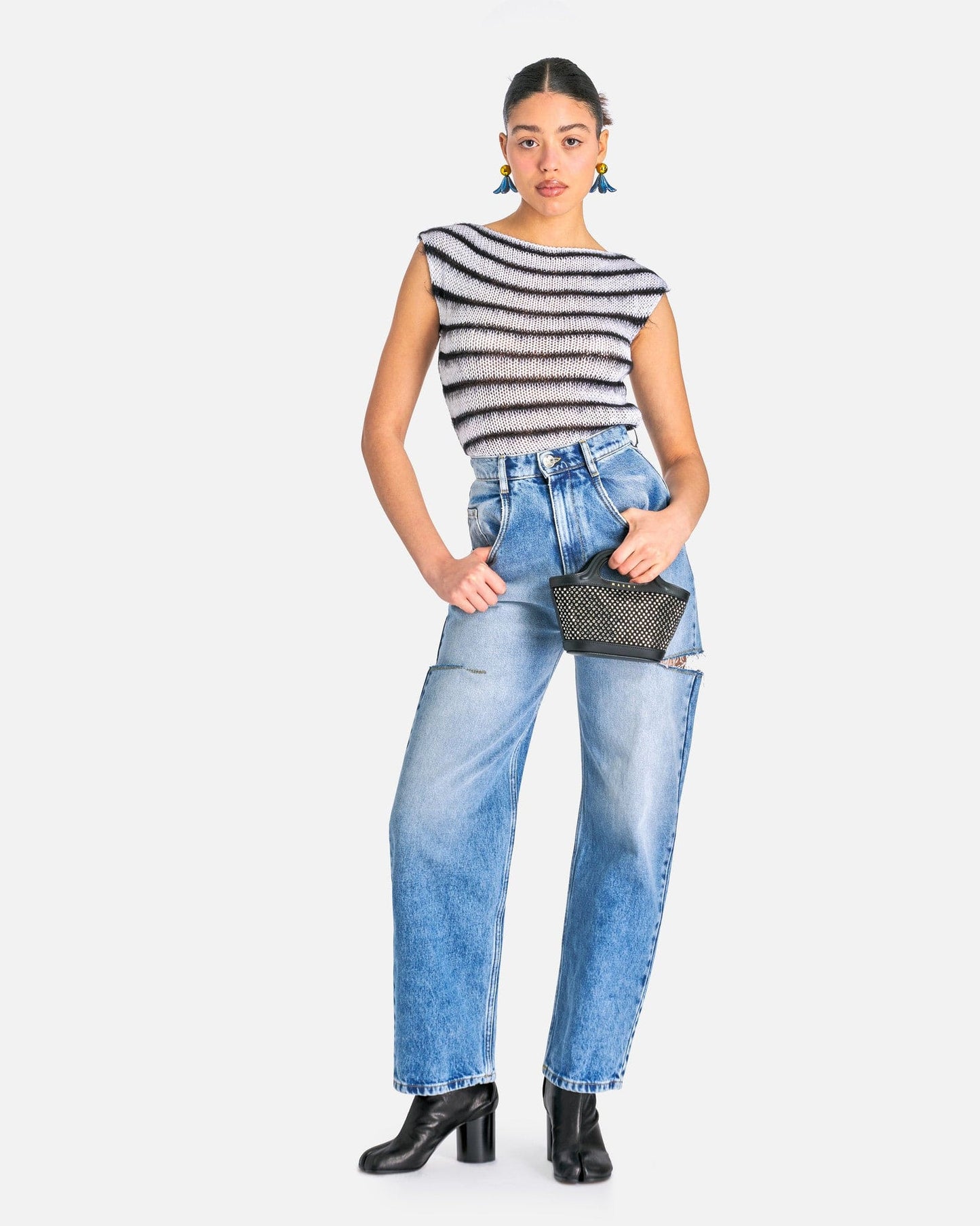 Maison Margiela Women Pants Cut-Out Jeans in Blue