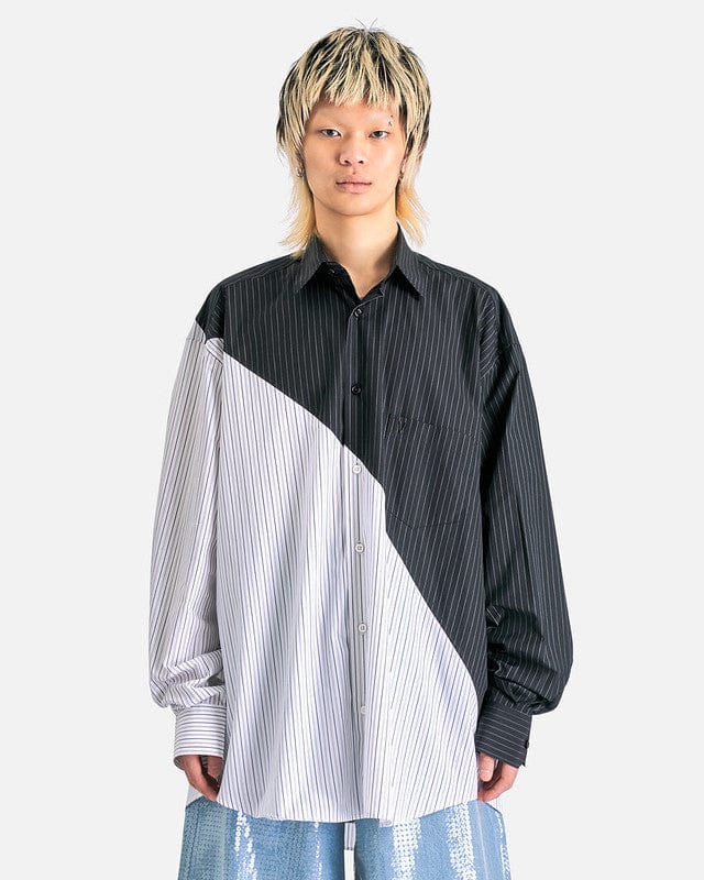 Cut-Up Shirt in Black/White Pinstripe – SVRN Cut-Up Shirt in Black/White Pinstripe – SVRN