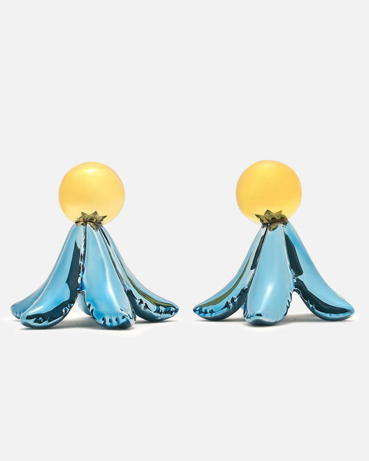 Marni Jewelry OS Dangling Puffy Flower Earrings in Blue
