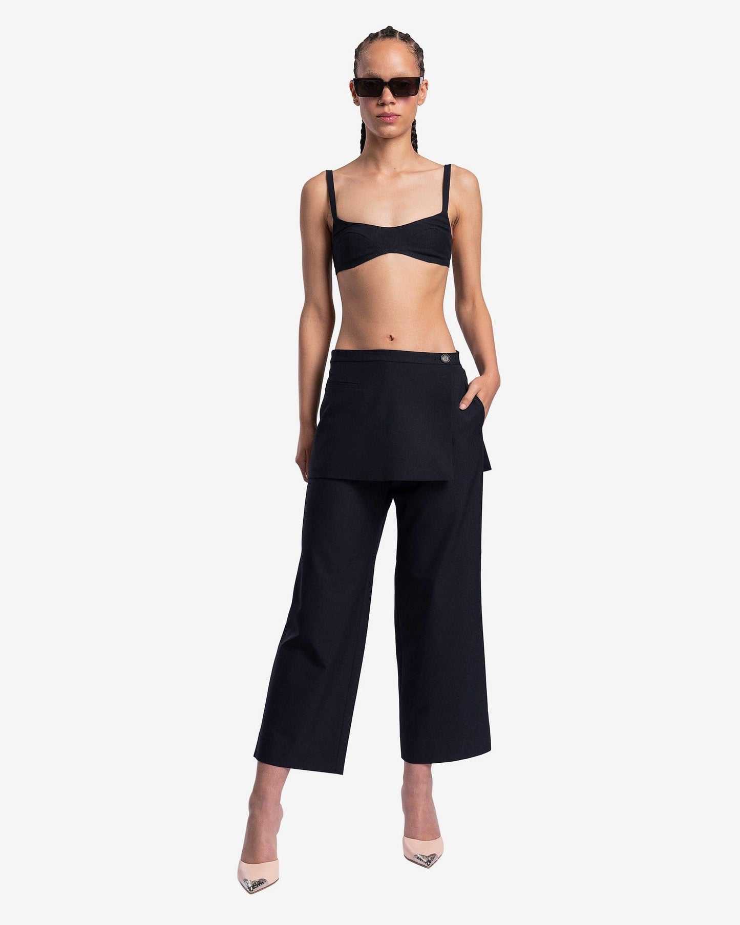 Sandy Liang Women Tops Demie Bra Top in Navy